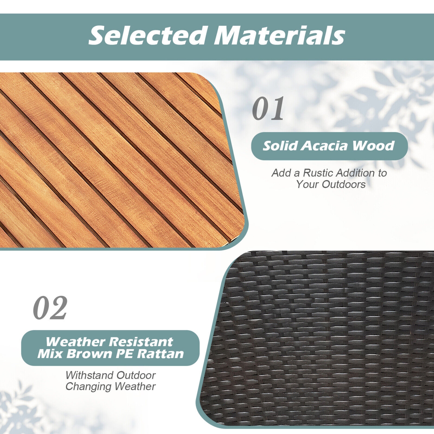 Gymax 3PCS Patio Furniture Set Conversation Bistro Set w/ Acacia Wood & Cushions Navy