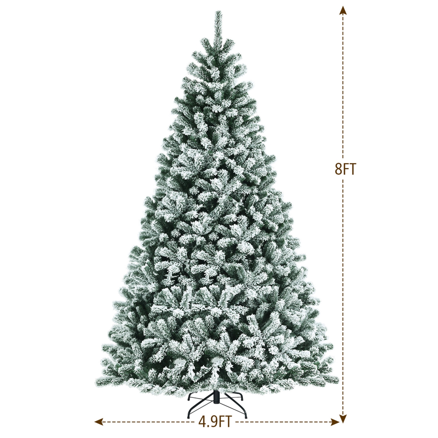 Gymax 8 FT Pre-lit Artificial Christmas Tree Snow Flocked Full Xmas Tree
