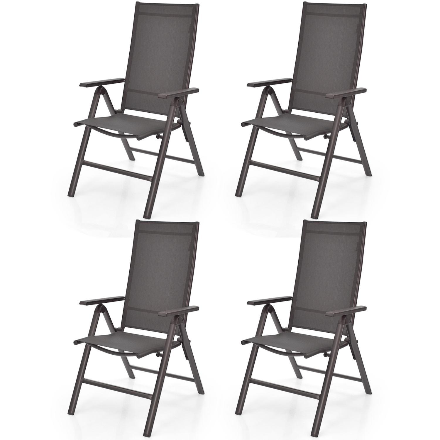 Gymax Set of 4 Folding Patio Dining Chair Camping Chair w/ Adjustable Backrest