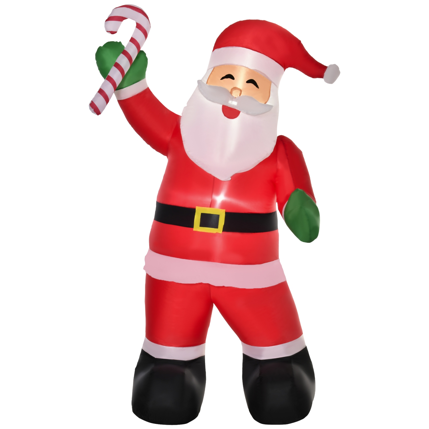 HOMCOM 8ft Inflatable Christmas Smiling Santa Claus with Candy Cane, Blow-Up Outdoor LED Yard Display for Lawn Garden Party