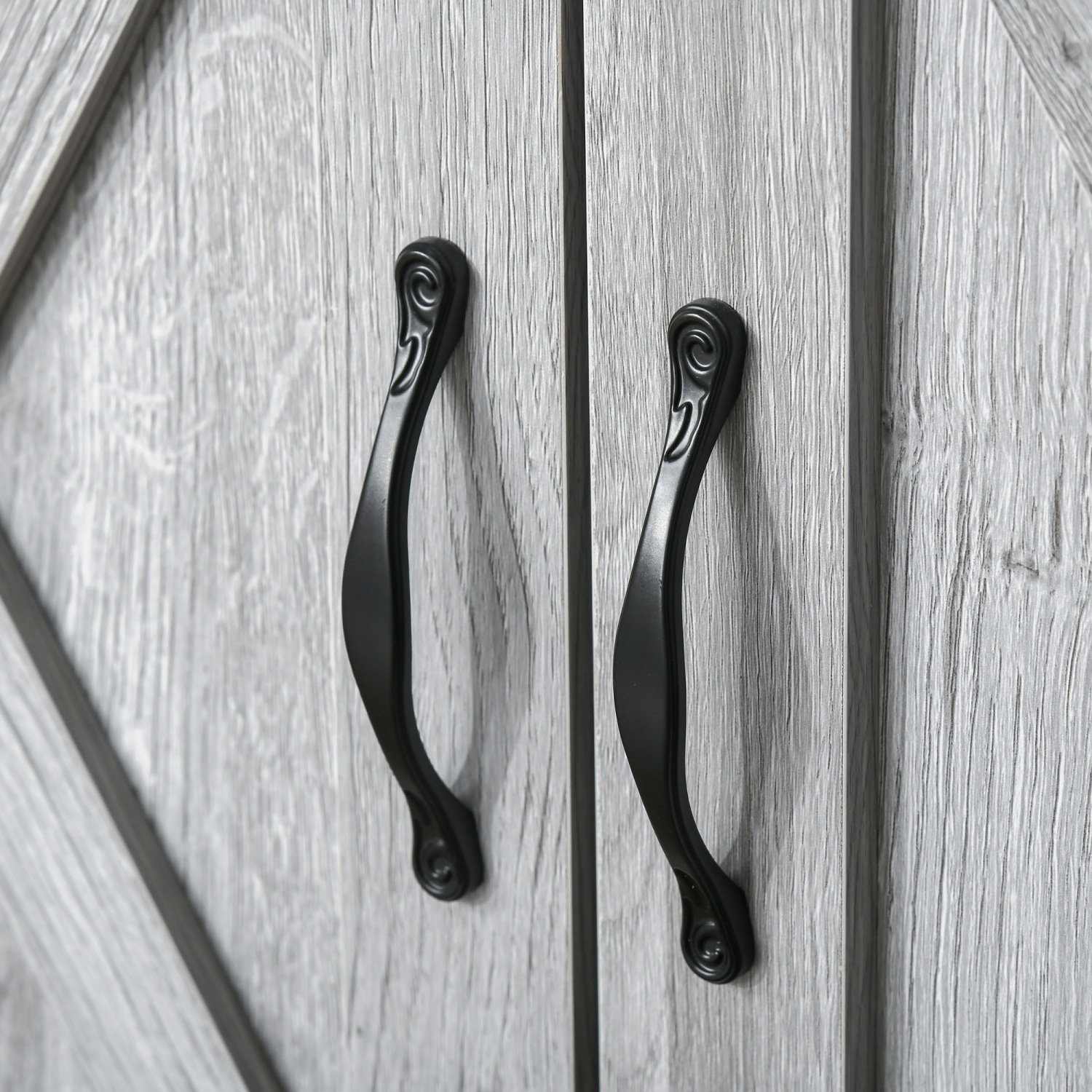 HOMCOM – Buffet Farmhouse avec rangement, armoire d'appoint avec portes de grange, tiroir et tablette réglable, grain gris