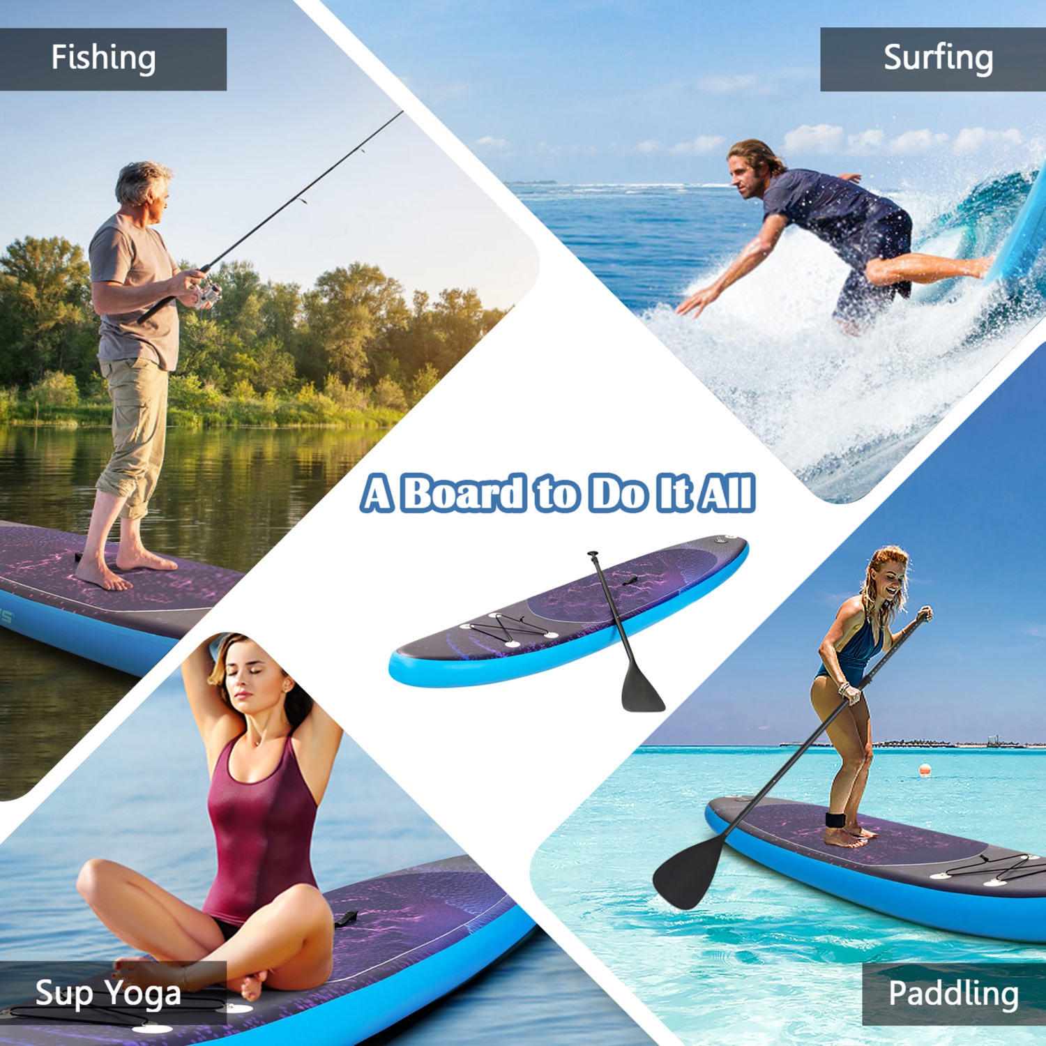 Gymax 11 ft Inflatable Stand-Up Paddle Board Non-Slip Deck Surfboard w/ Hand Pump
