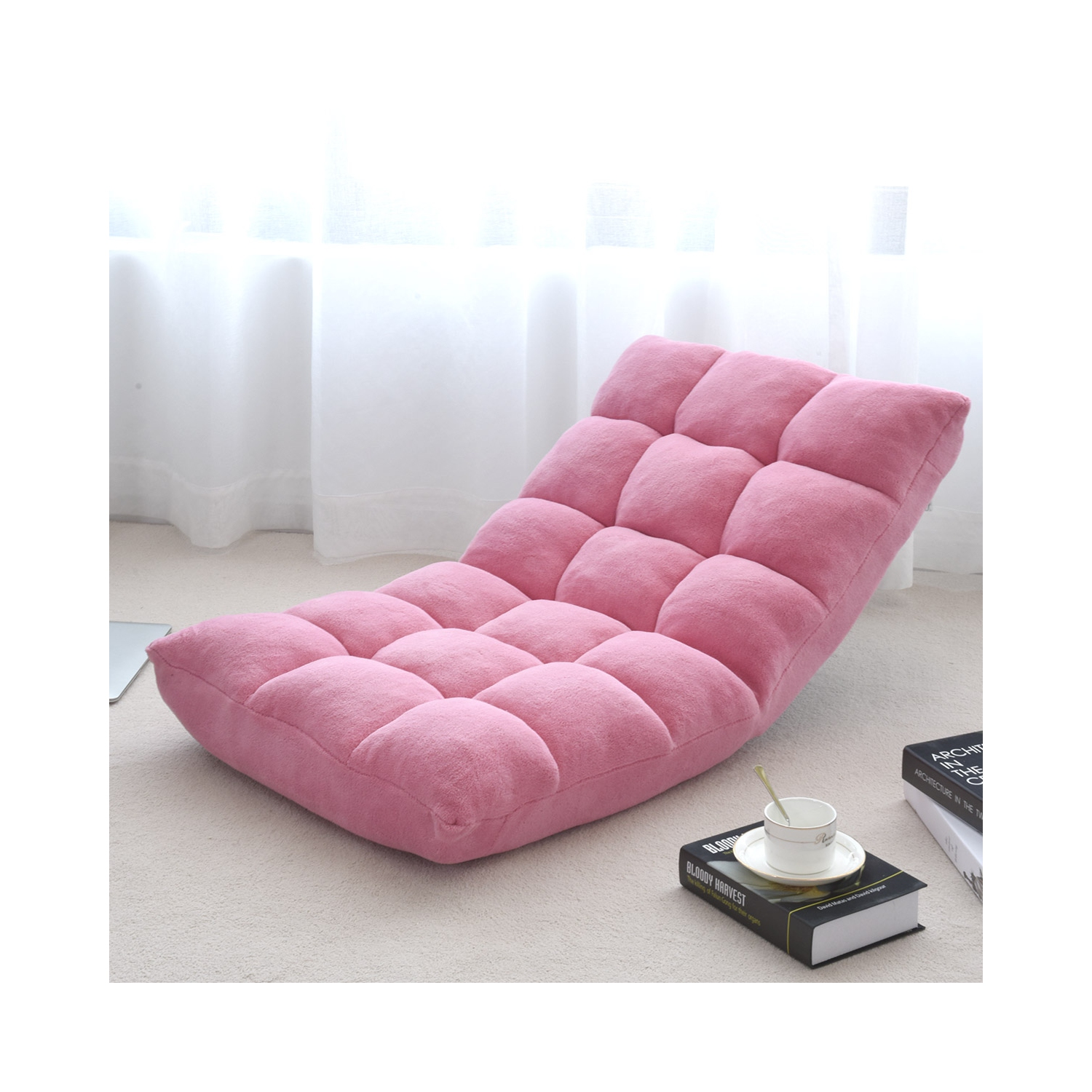 Topbuy Adjustable 14-Position Floor Chair,Padded Gaming Chair Lazy Recliner