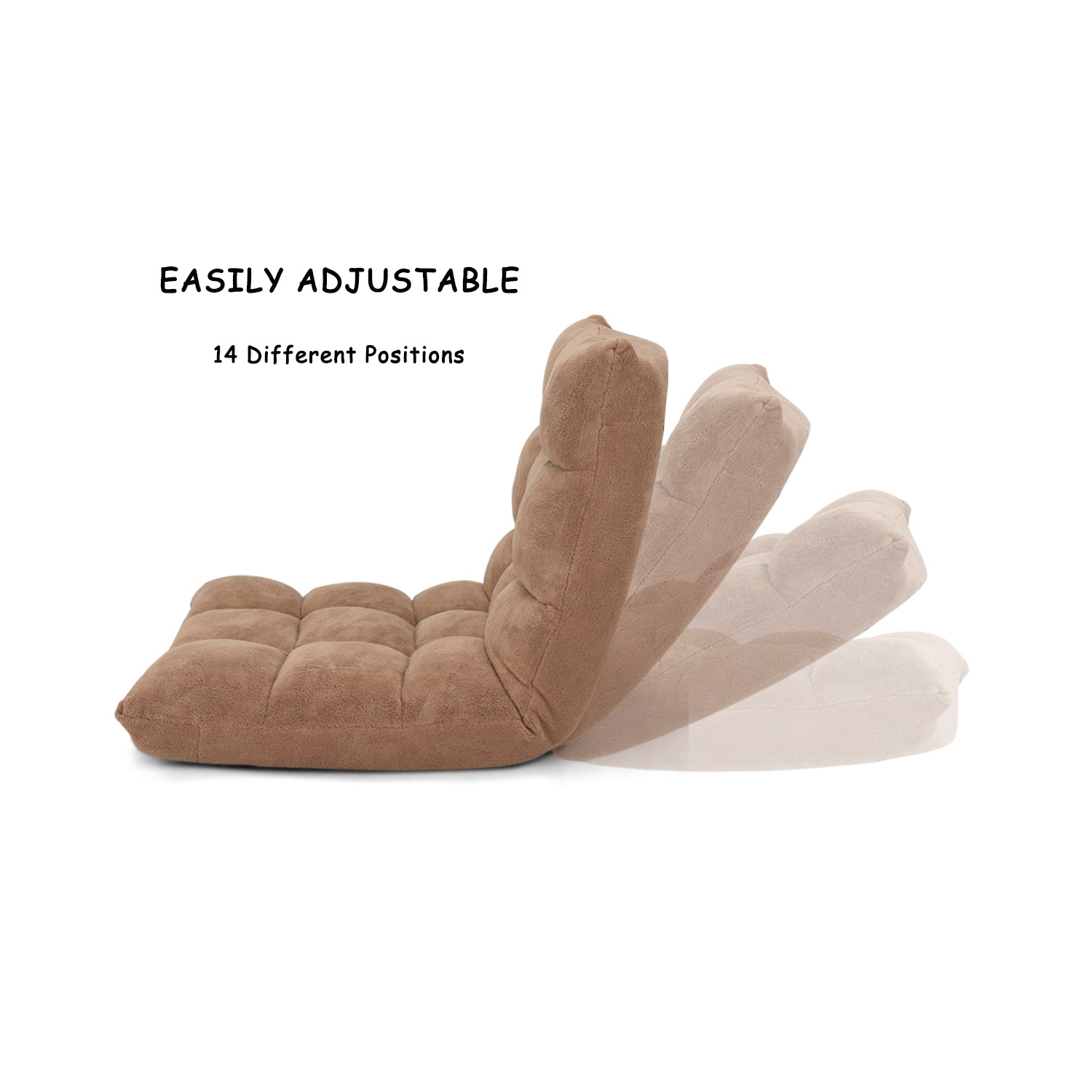 Topbuy Adjustable 14-Position Floor Chair,Padded Gaming Chair Lazy Recliner