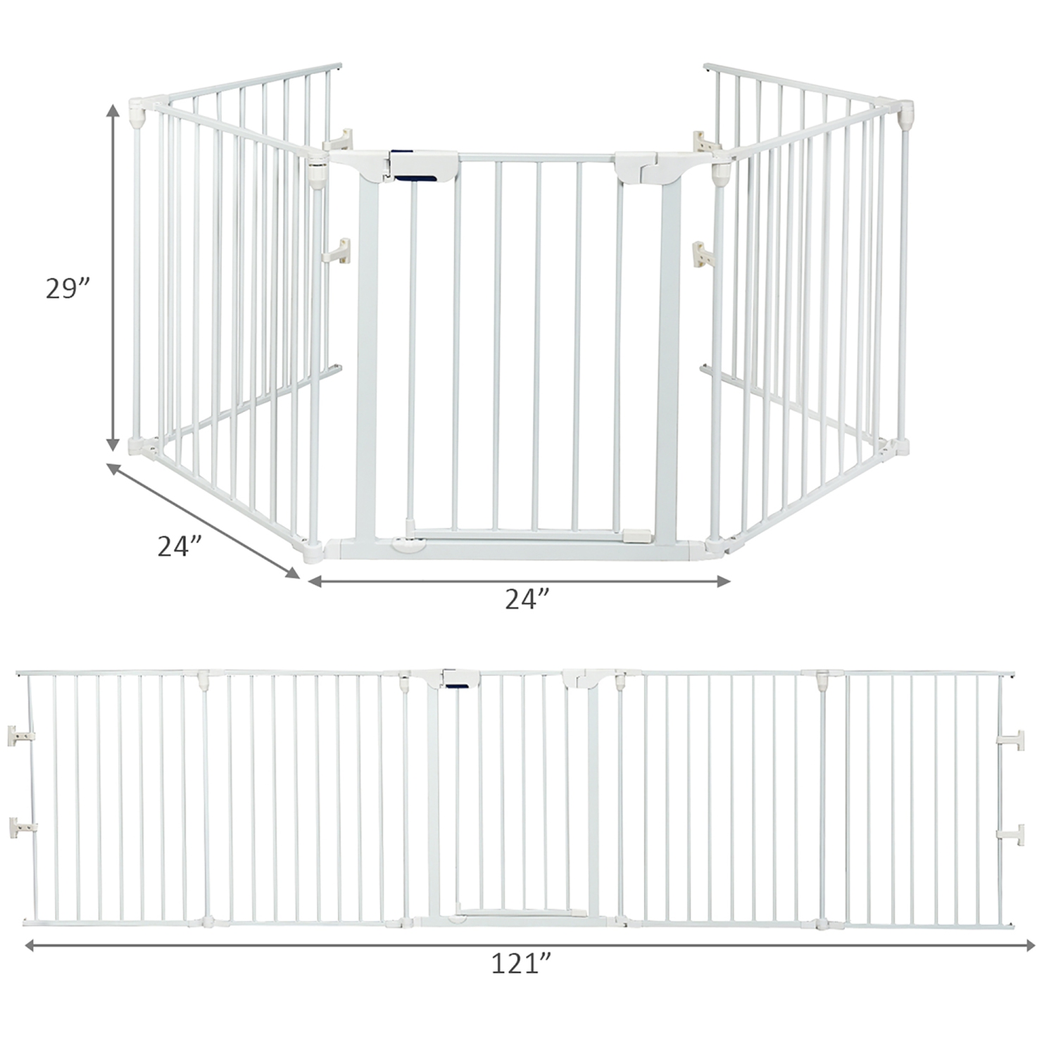 Costway Fireplace Fence Safety Fence Hearth Gate BBQ Metal Fire Gate Pet White