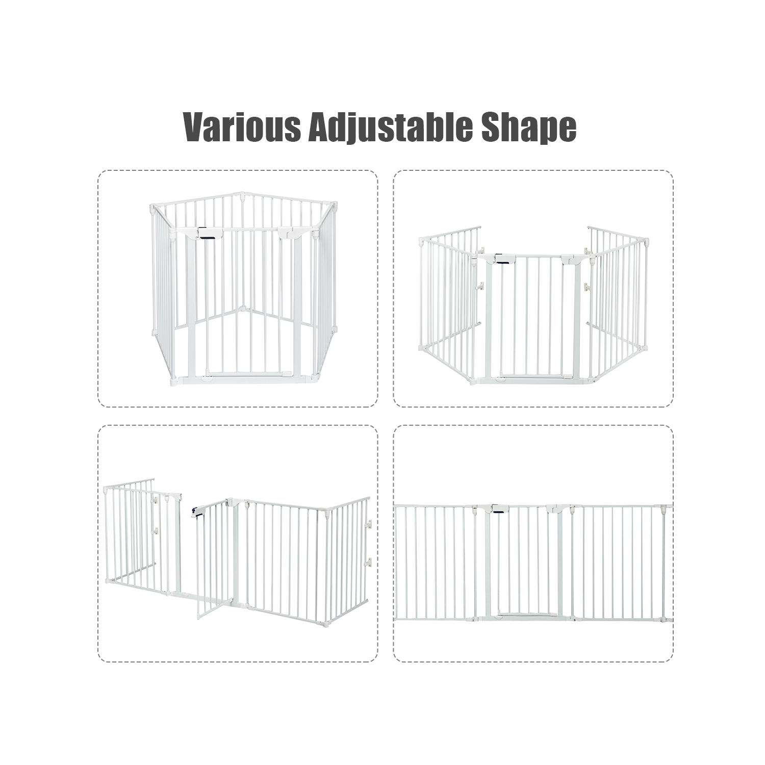 Costway Fireplace Fence Safety Fence Hearth Gate BBQ Metal Fire Gate Pet White