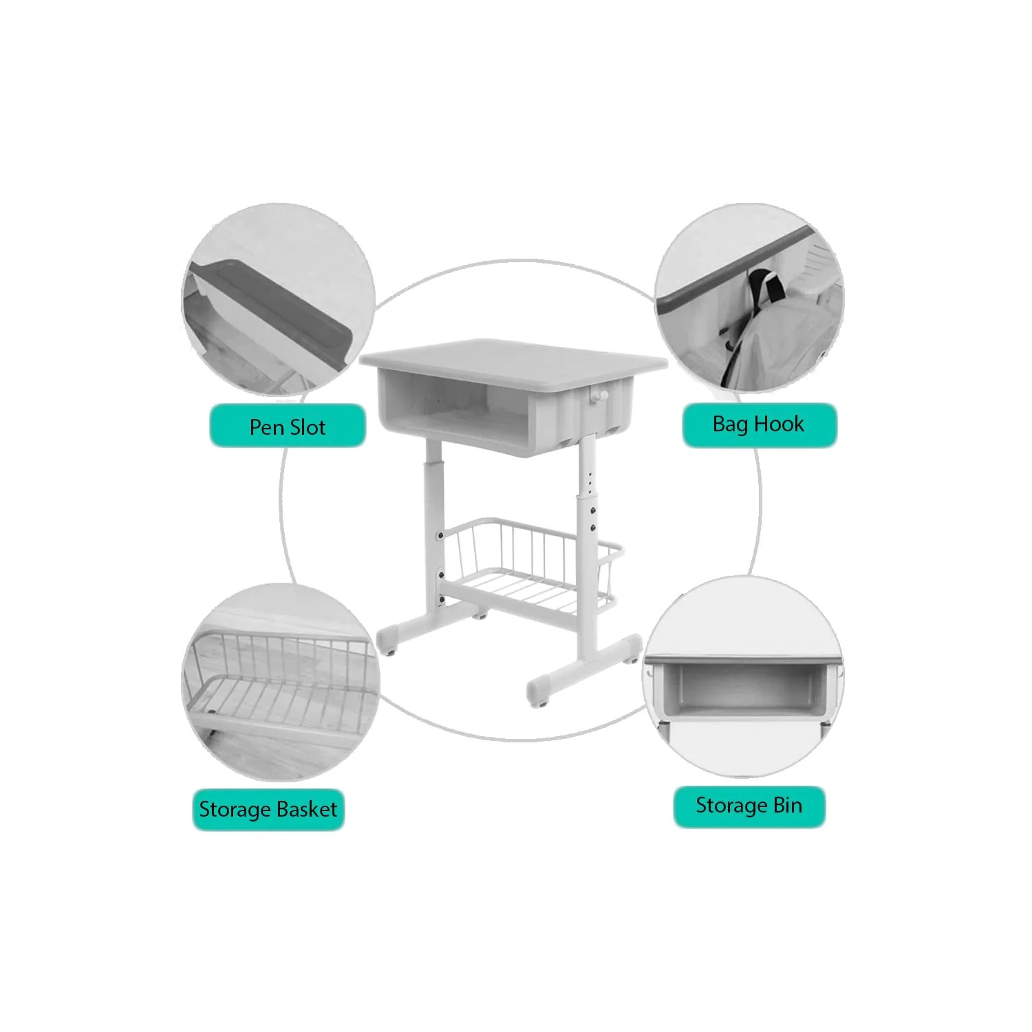 Boost Industries Kids Desk QD60-BLU Height Adjustable Children's Desk - Refurbished (Good)