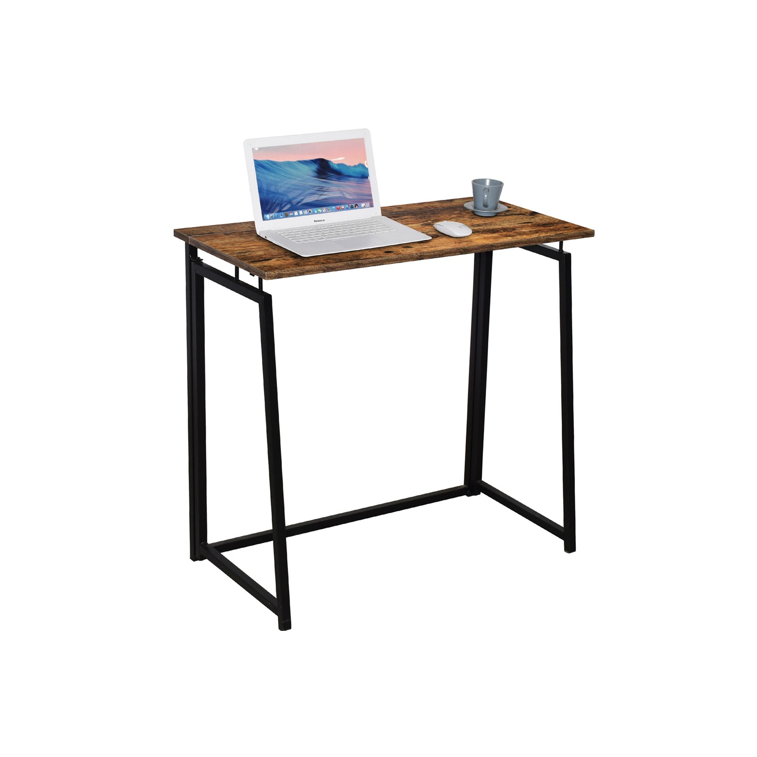 Compact Foldable Computer Desk, 31 inch No-Assembly Writing Desk Stable Metal Frame for Home Office