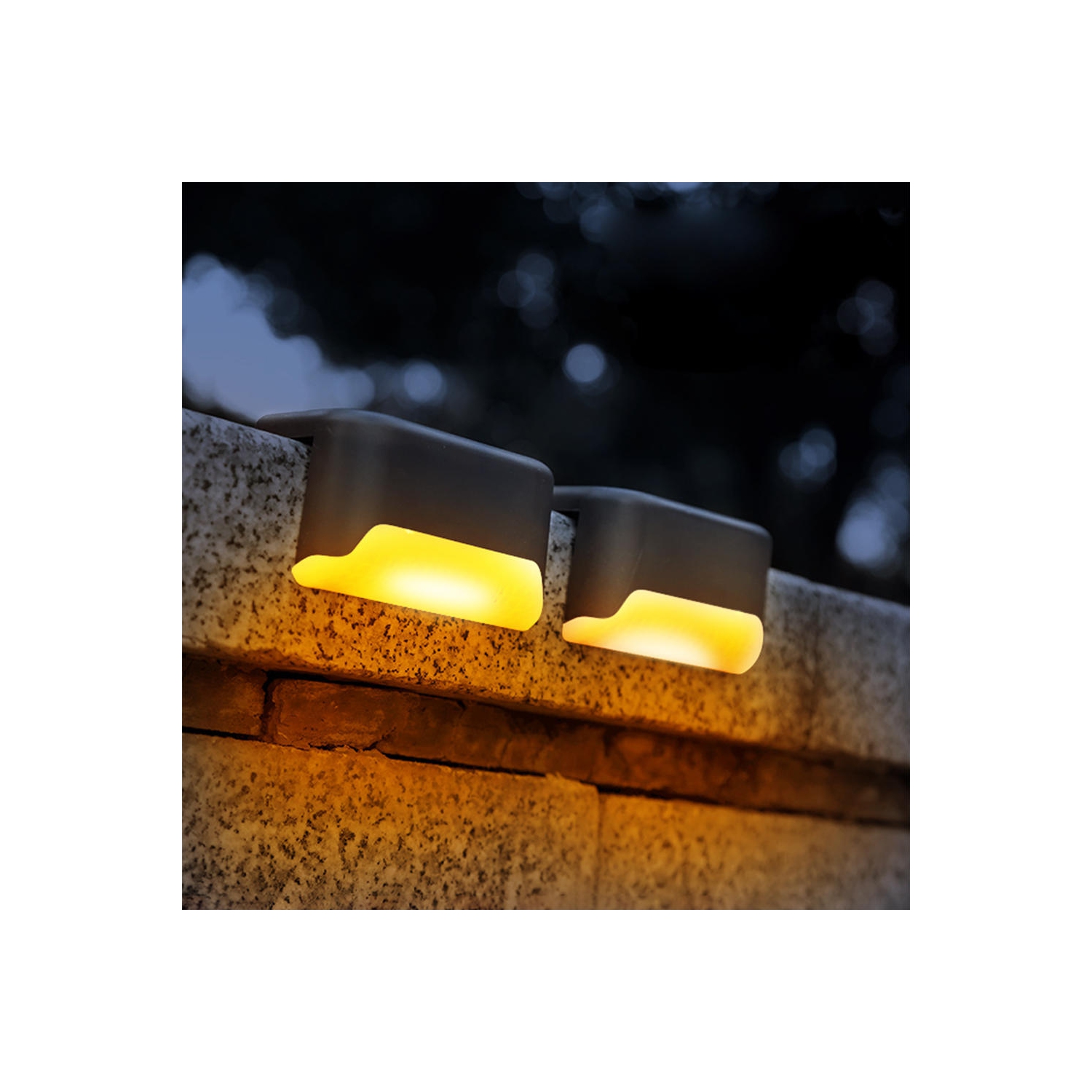 LIVINGbasics 4pcs LED Solar Lights Deck Lights,Waterproof Automatic Decorative Outdoor Solar Wall Lights Step Lights