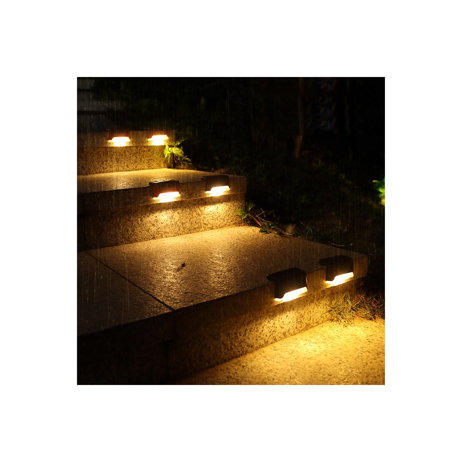 LIVINGbasics 4pcs LED Solar Lights Deck Lights,Waterproof Automatic Decorative Outdoor Solar Wall Lights Step Lights
