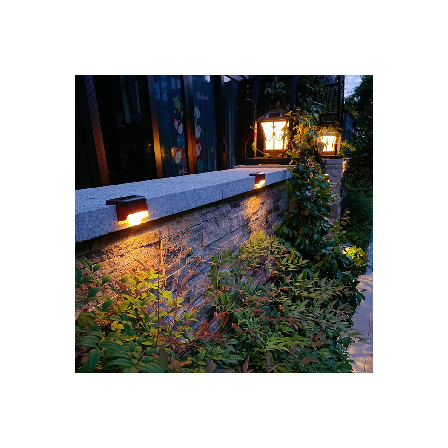 LIVINGbasics 4pcs LED Solar Lights Deck Lights,Waterproof Automatic Decorative Outdoor Solar Wall Lights Step Lights