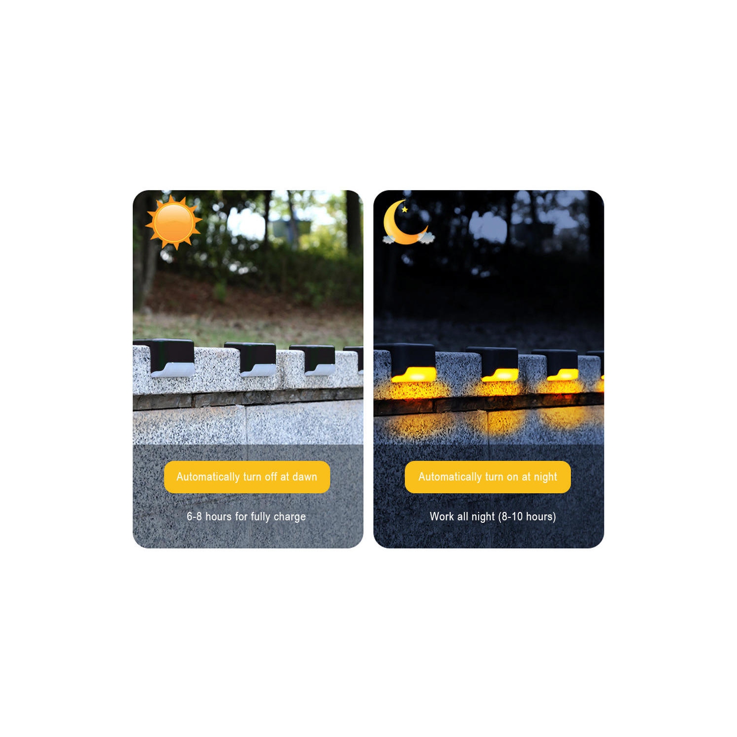 LIVINGbasics 4pcs LED Solar Lights Deck Lights,Waterproof Automatic Decorative Outdoor Solar Wall Lights Step Lights