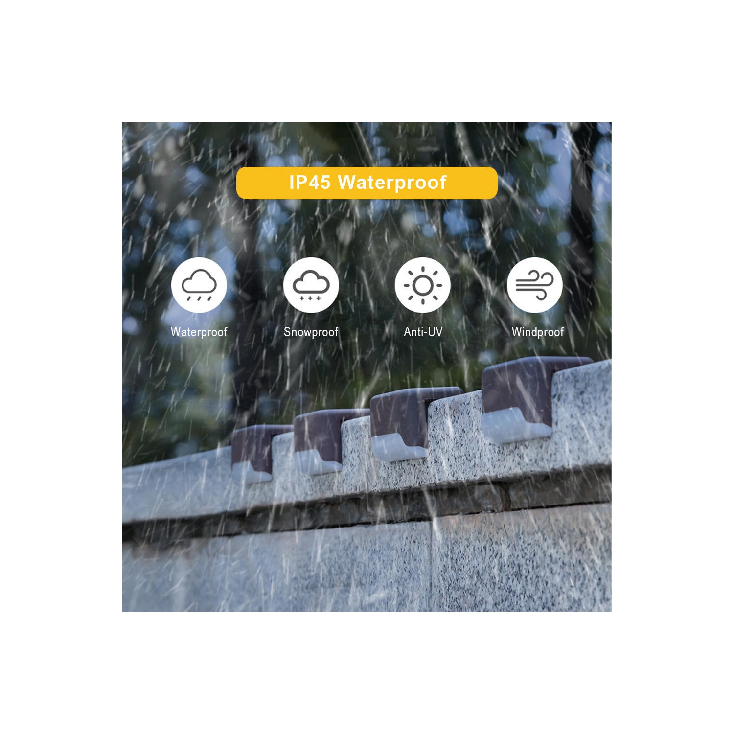 LIVINGbasics 4pcs LED Solar Lights Deck Lights,Waterproof Automatic Decorative Outdoor Solar Wall Lights Step Lights