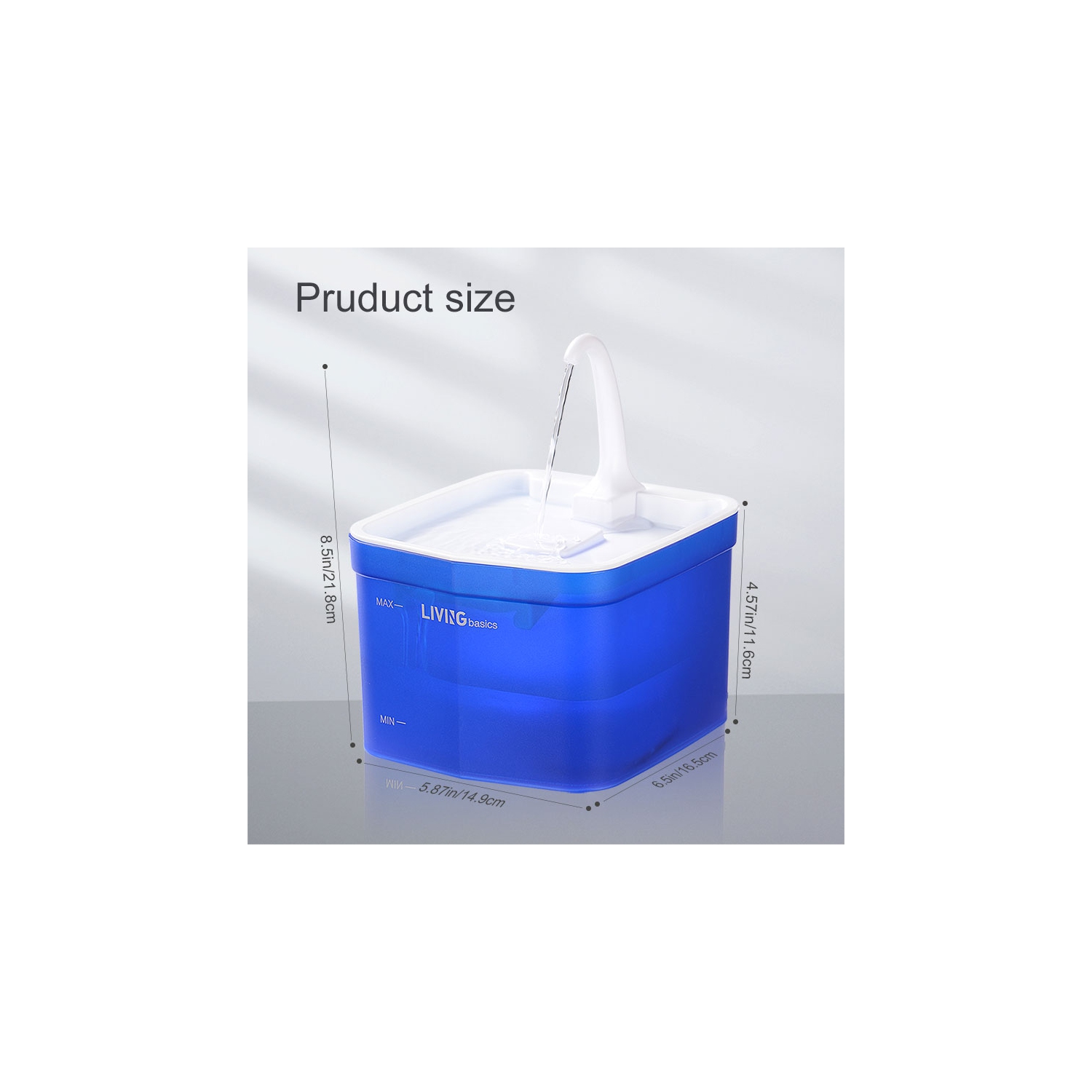 Automatic Cat Pet Water Fountain, Faucet spout, Translucent LED Light, 67oz, Ultra Quiet, AC Adapter