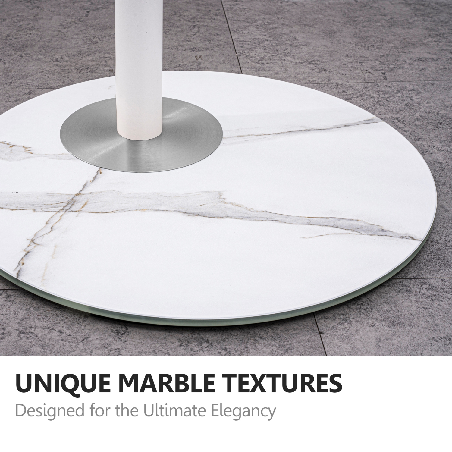 FITUEYES White TV Stand for 32 to 60 inch TV Modern Style Floor TV Stand with Mount and Marble Textured Glass Base Max VESA 400x400 mm