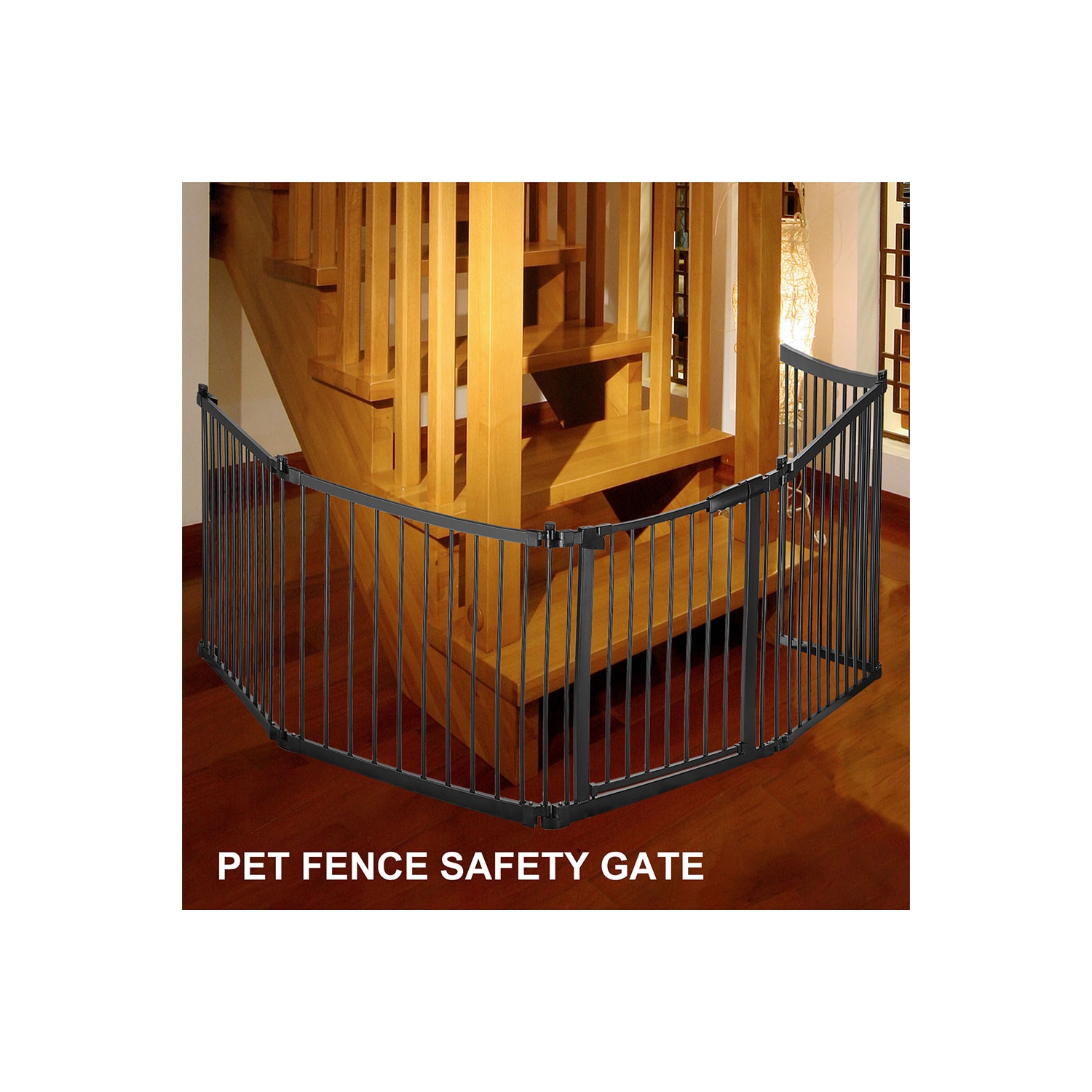 5 Panel DIY Foldable Metal Pet Playpen Baby Safety Gate Christmas Tree Fireplace Fence Stair Barrier, Hearth Gate BBQ Pet Safety Gate