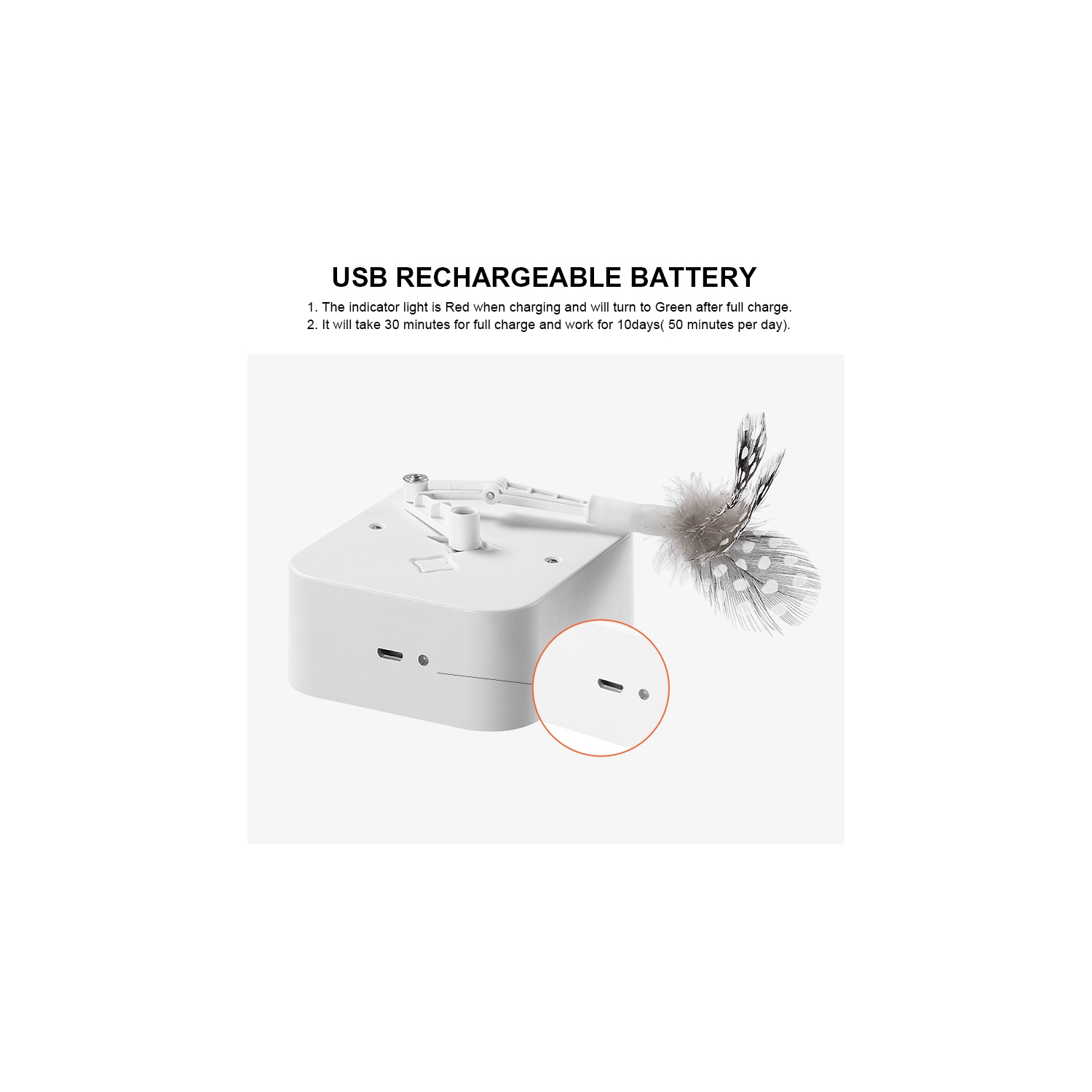 Jouet interactif auto-Shut Off Smart pour chat, jouet électronique interactif Ambush pour chat avec plume rotative pour Kitty de jeu d’entraînement