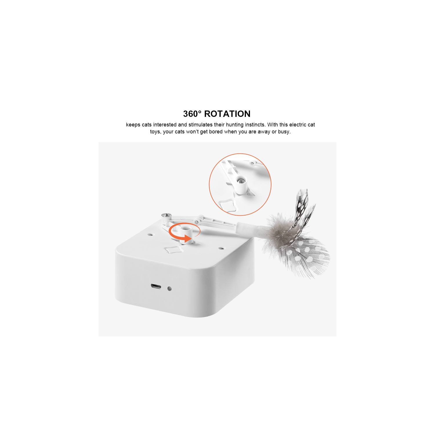 Jouet interactif auto-Shut Off Smart pour chat, jouet électronique interactif Ambush pour chat avec plume rotative pour Kitty de jeu d’entraînement