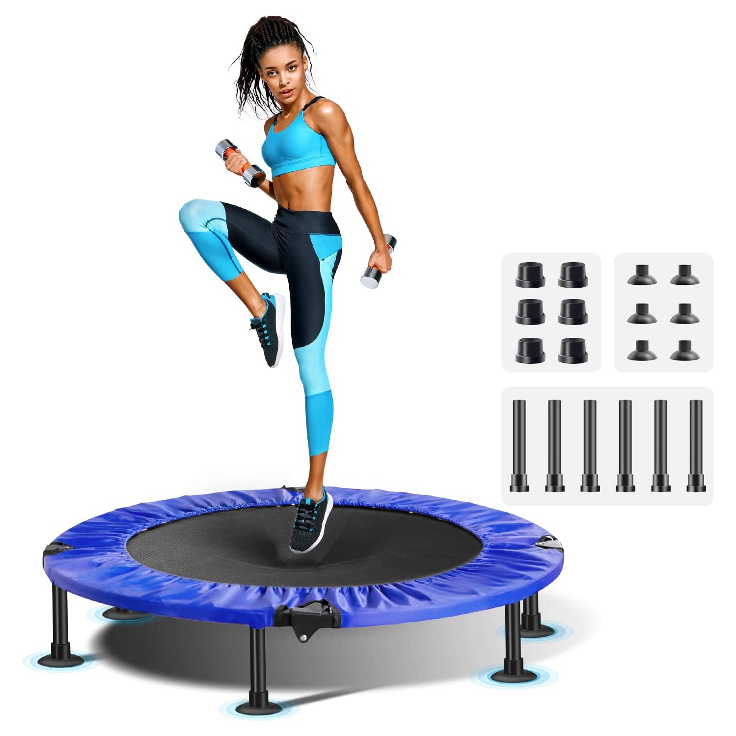 Toncur 40" Mini Trampoline with 6 Non-Slip Suction Cups, Quiet Fitness Equipment for Exercise, Home/Garden, Max Load 330 lbs