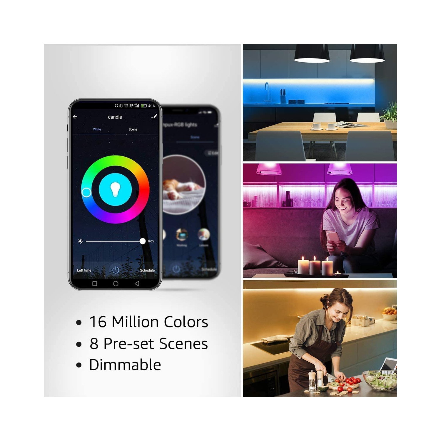 10M 32.8ft LED Strip Lights Smart Phone APP Controlled Sync to Music Waterproof RGB Light Strips Kit compatible W/ Amazon alexa & google IFTTT