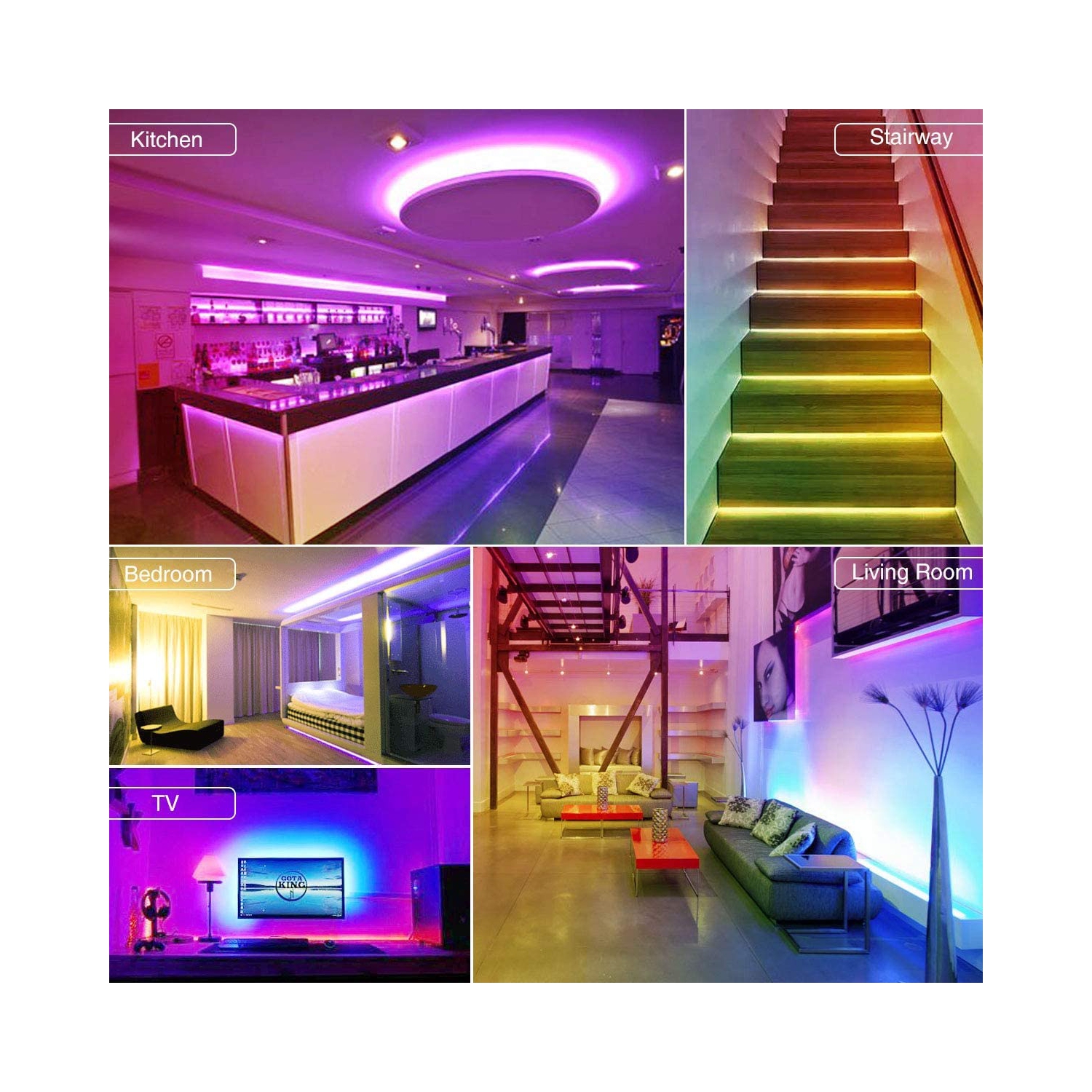 10M 32.8ft LED Strip Lights Smart Phone APP Controlled Sync to Music Waterproof RGB Light Strips Kit compatible W/ Amazon alexa & google IFTTT