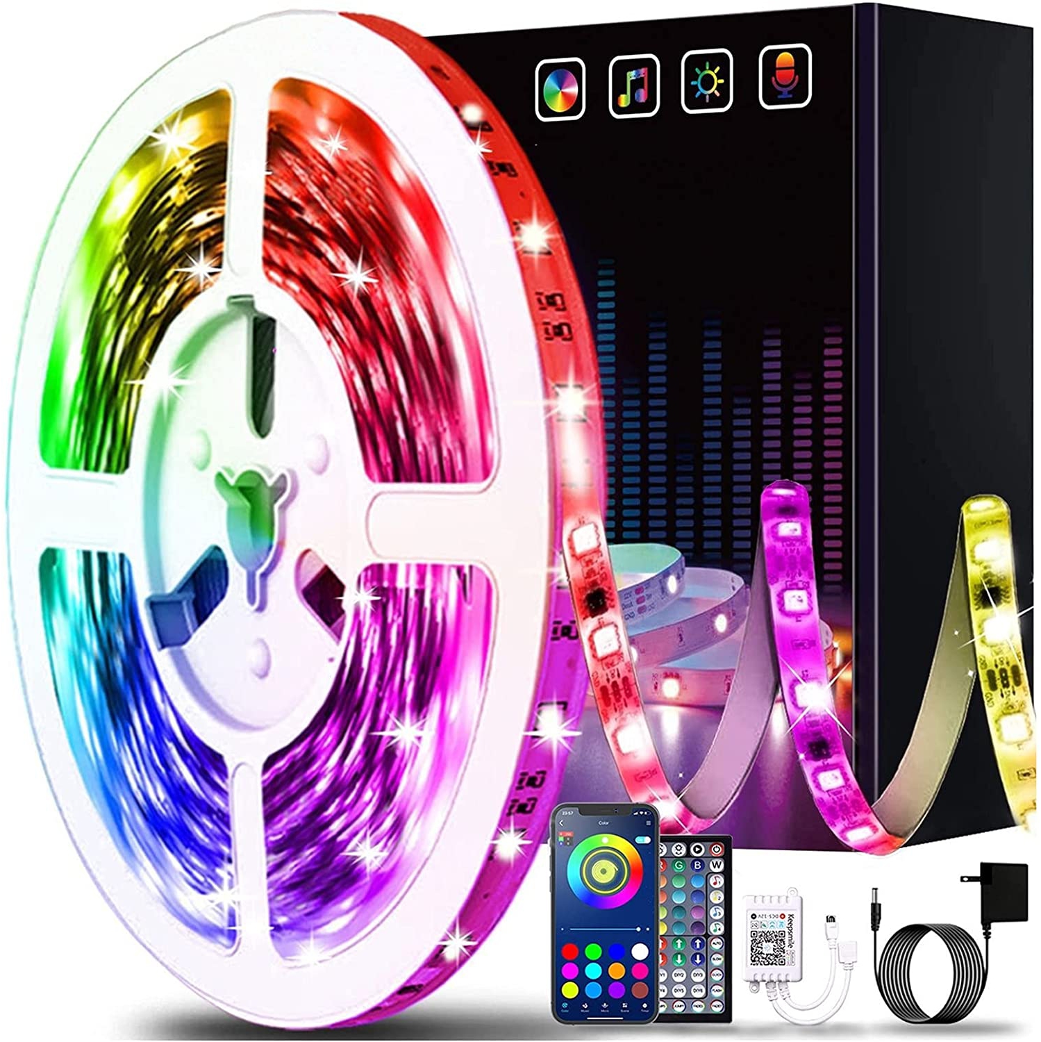 LED Strip Lights Kit Flexible Color Changing / RF Remote Wireless/ Smart Phone APP Controlled /Sync to Music /Waterproof Led Lights Strips 5050 RGB - christmas decoration -16.4ft/5m
