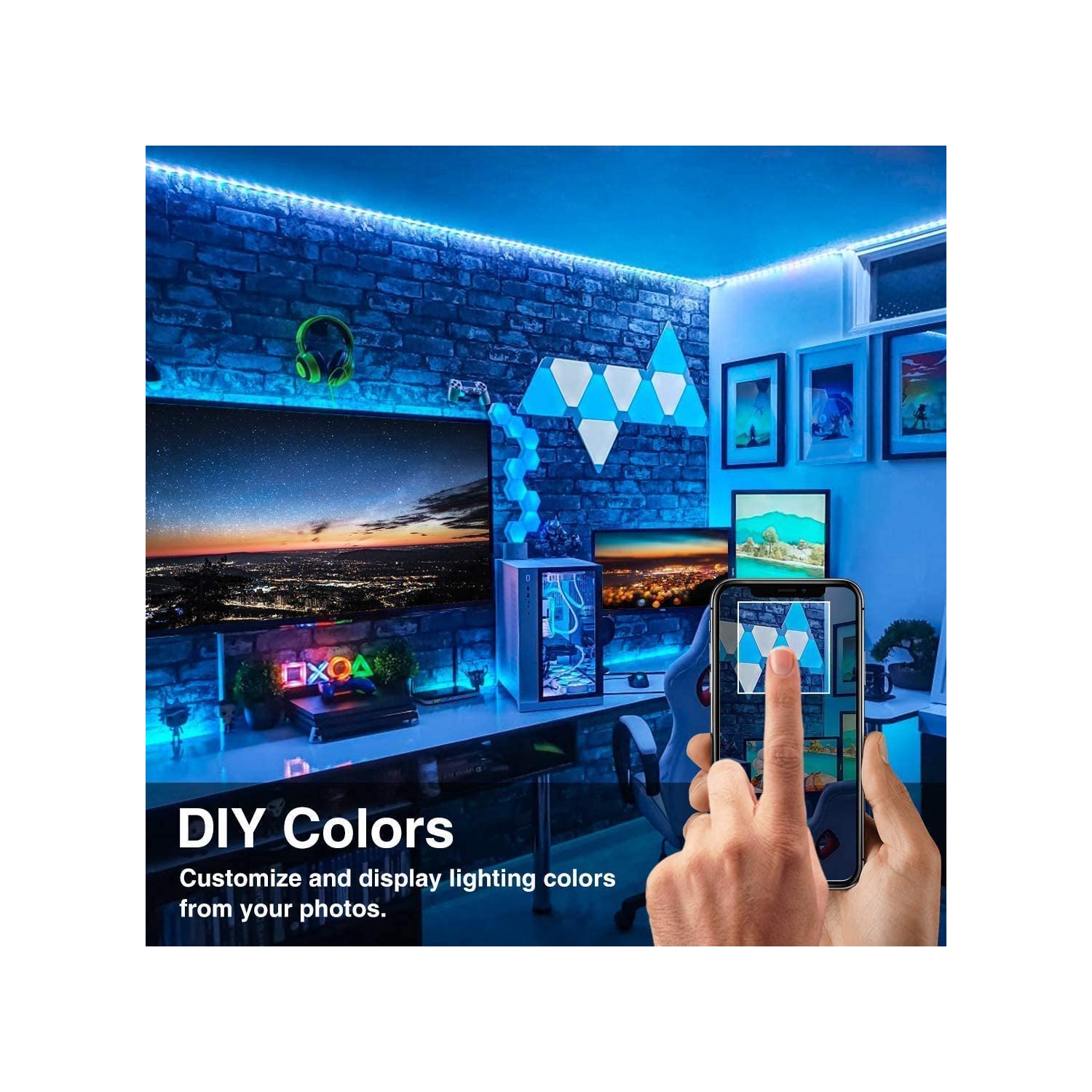 LED Strip Lights Kit Flexible Color Changing / RF Remote Wireless & mobile APP /Sync with Music /Waterproof Led Lights Strips 5050 RGB -16.4ft/5m