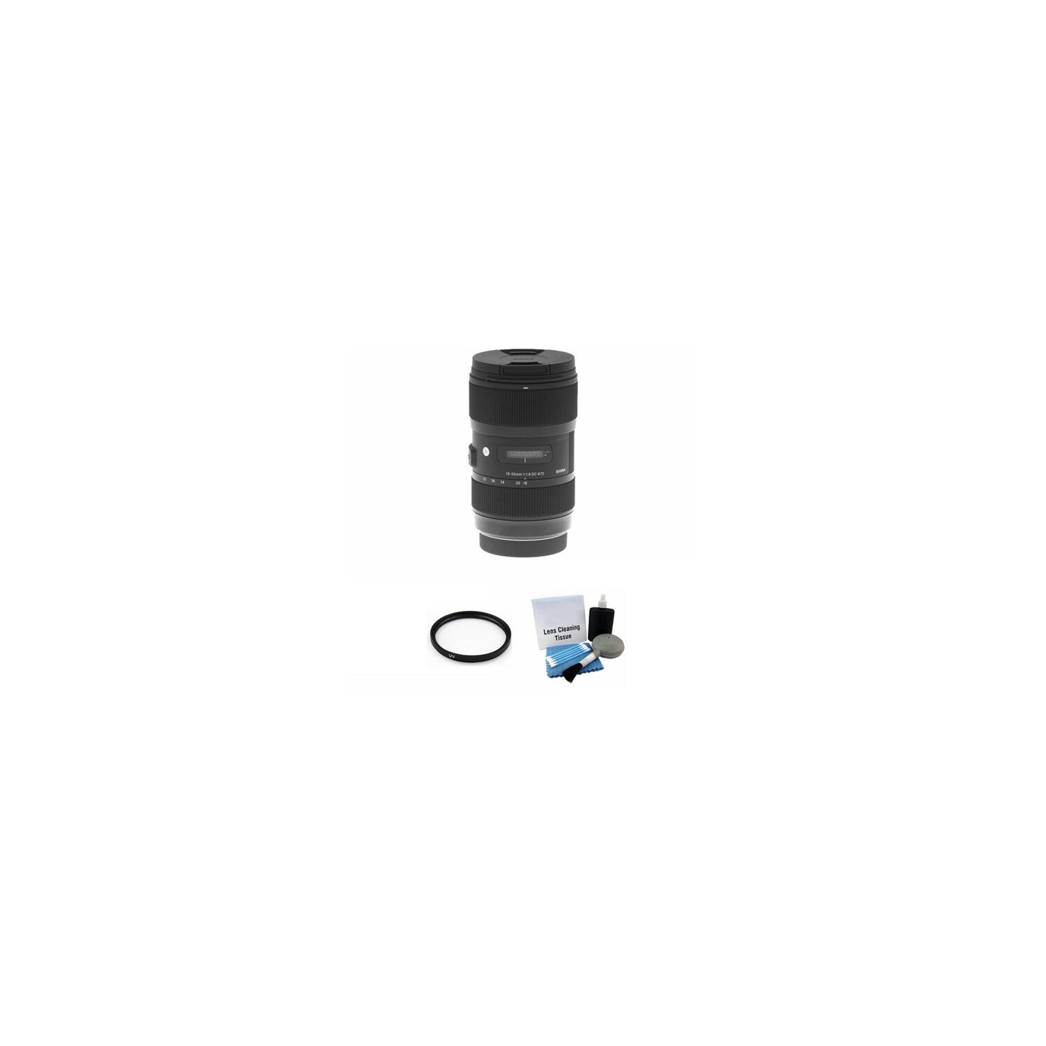 Sigma 18-35mm f/1.8 DC HSM Lens for Canon + UV Filter & Cleaning Kit Bundle