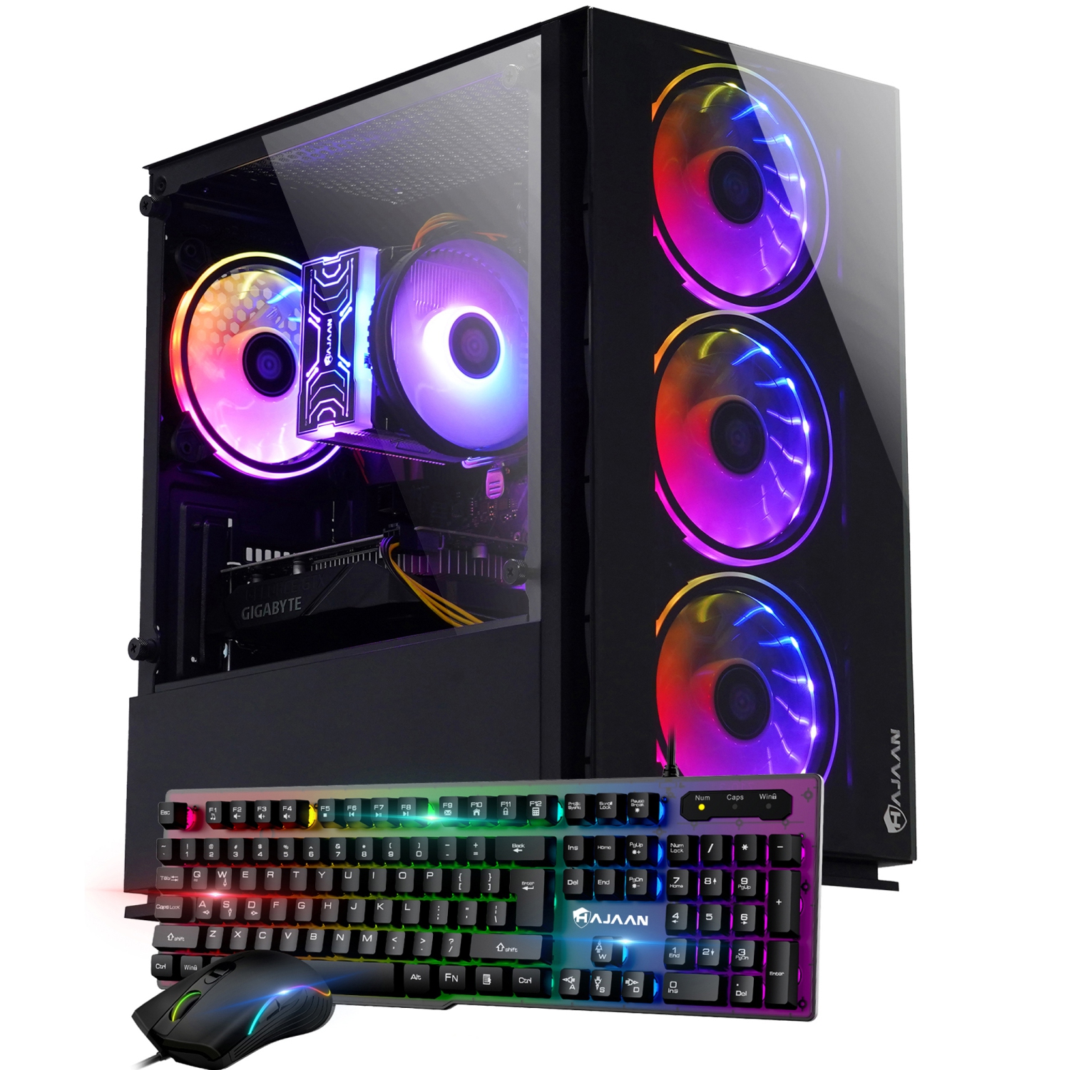 HAJAAN Breeze Gaming Desktop Tower PC - Intel Core i7-12700F Processor up to 4.90 GHz, 32GB DDR4 RAM, 1TB SSD, Nvidia GeForce RTX 3050 6G GDDR6 RGB Keyboard Mouse Windows 11 WIFI