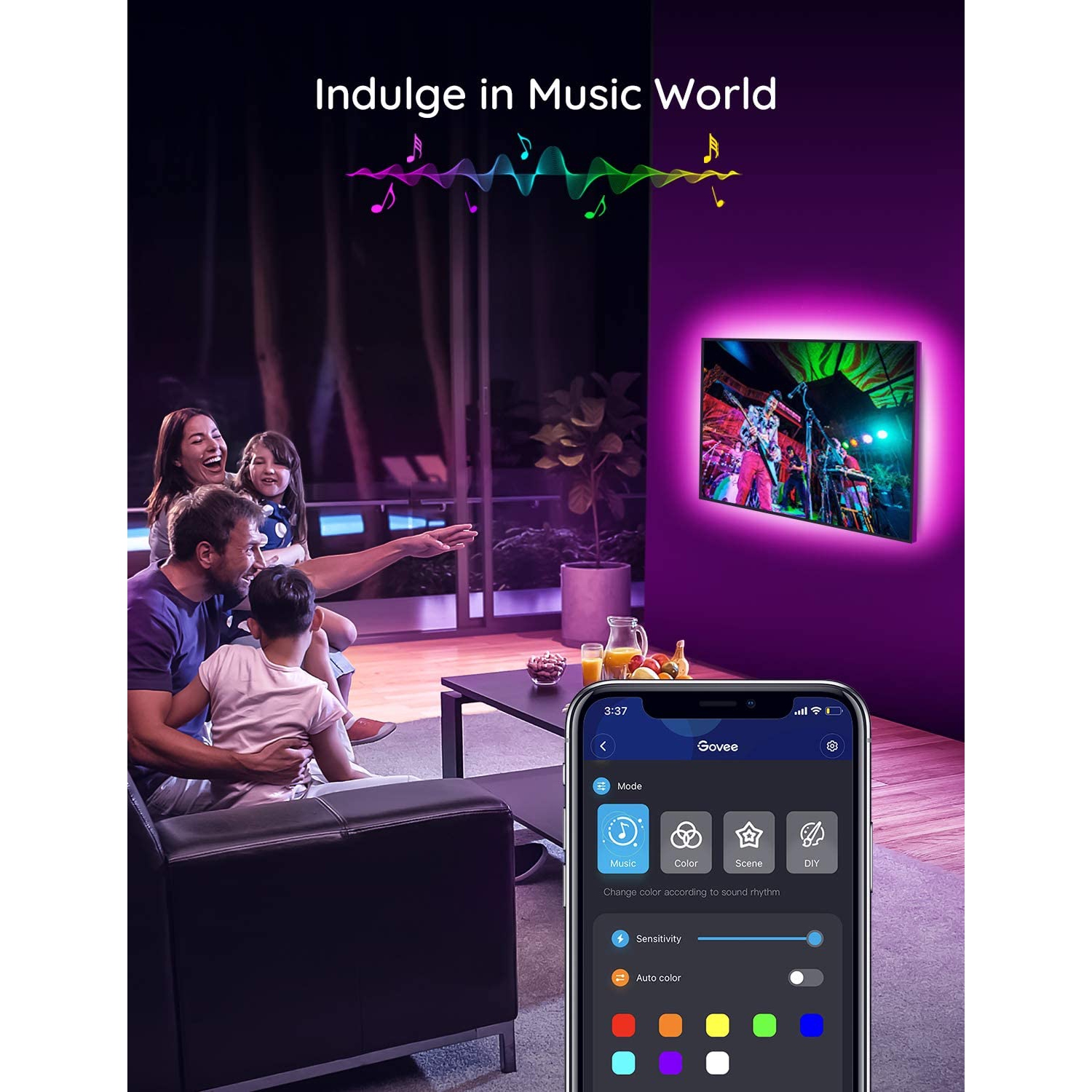 WINGOMART Smart LED Strip 2Meter 6.5FT USB Powered 16 Million Colors RGB led Light for Flat Screen TV LCD, Monitor, Under Cabinet, Bluetooth APP