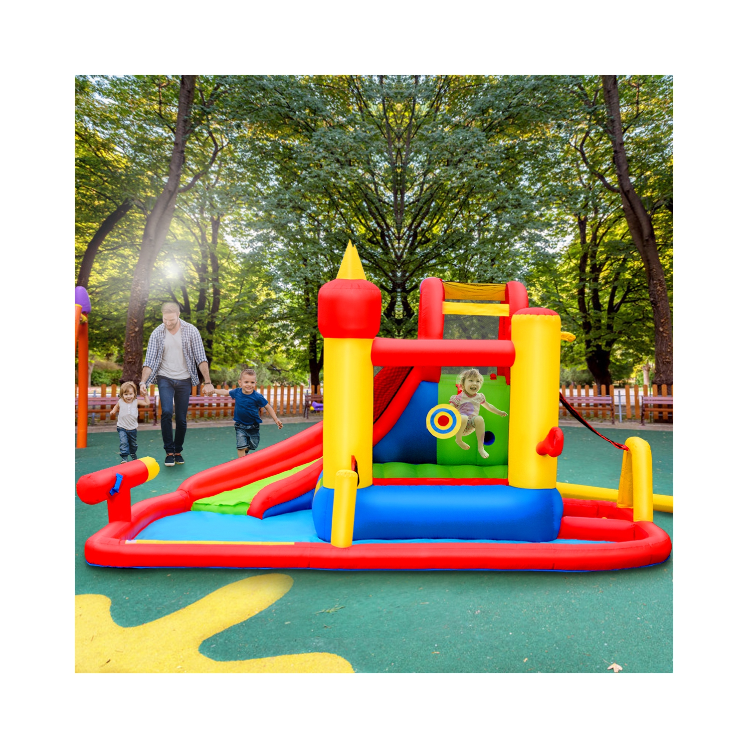 Topbuy Inflatable Water Slide Jumping Bounce House for Kids