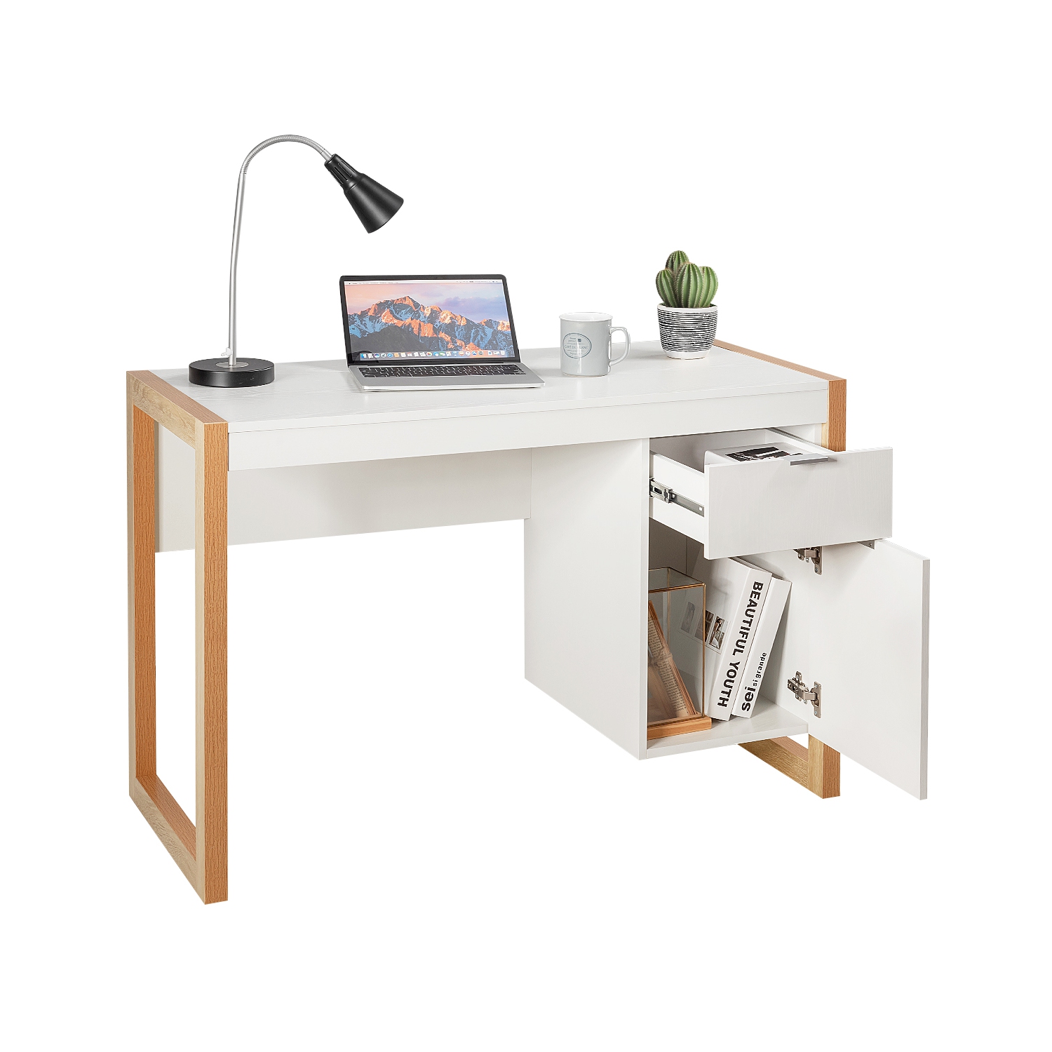 Computer Desk PC Laptop Table Working Station W/ Storage Drawer & Cabinet