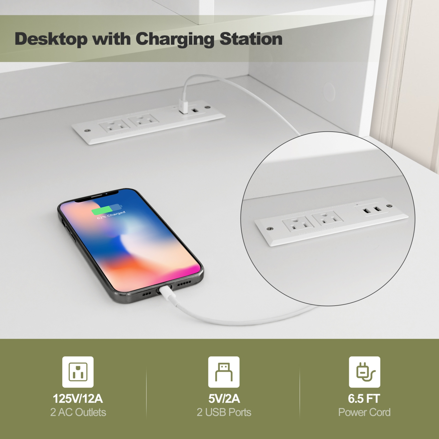 TopBuy – Bureau d’ordinateur étudie poste de travail avec tablette de rangement et tiroirs pour le bureau à domicile