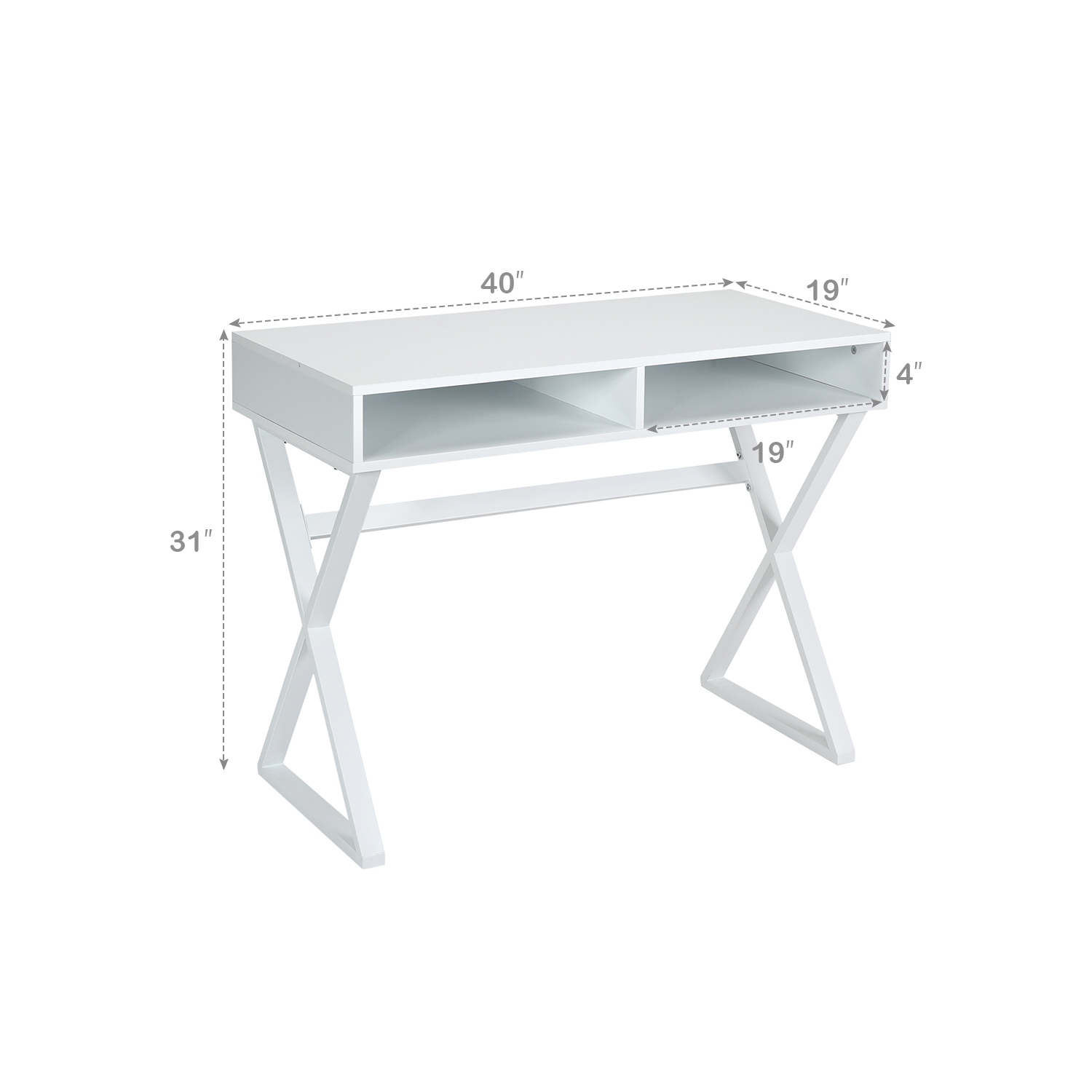 Table d’ordinateur moderne avec 2 compartiments de rangement, collection Writing Desk et maquillage de TopBuy