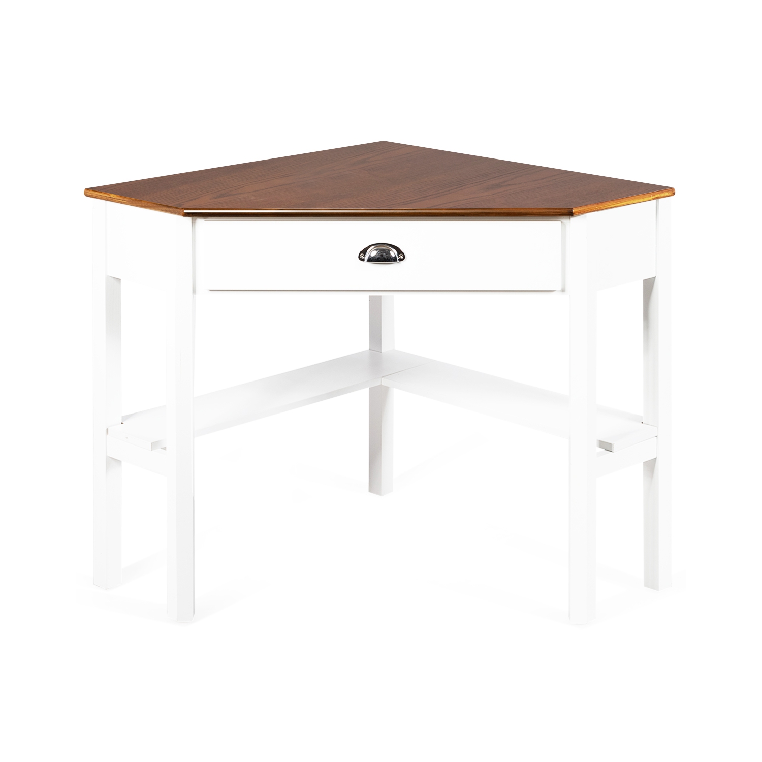 Topbuy Corner Computer Desk Table Wood Workstation Natural& White