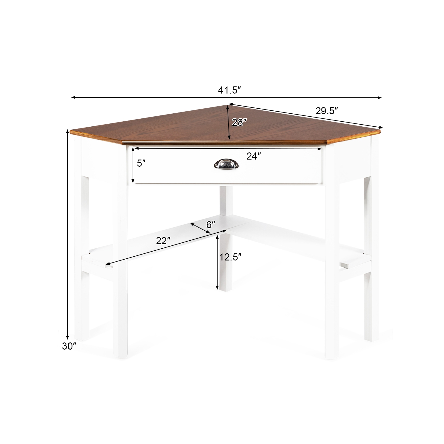 Topbuy Corner Computer Desk Table Wood Workstation Natural& White