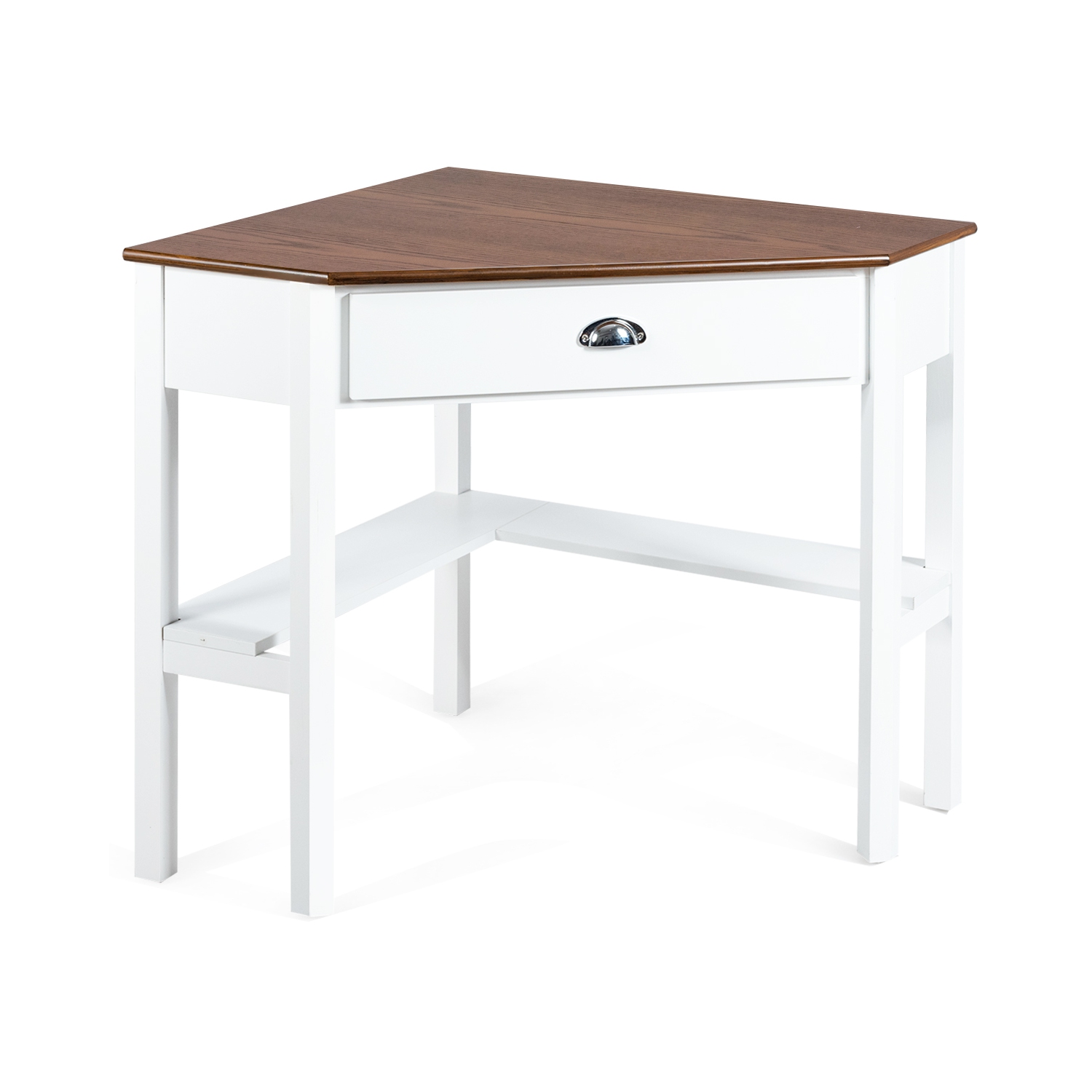 Topbuy Corner Computer Desk Table Wood Workstation Natural& White