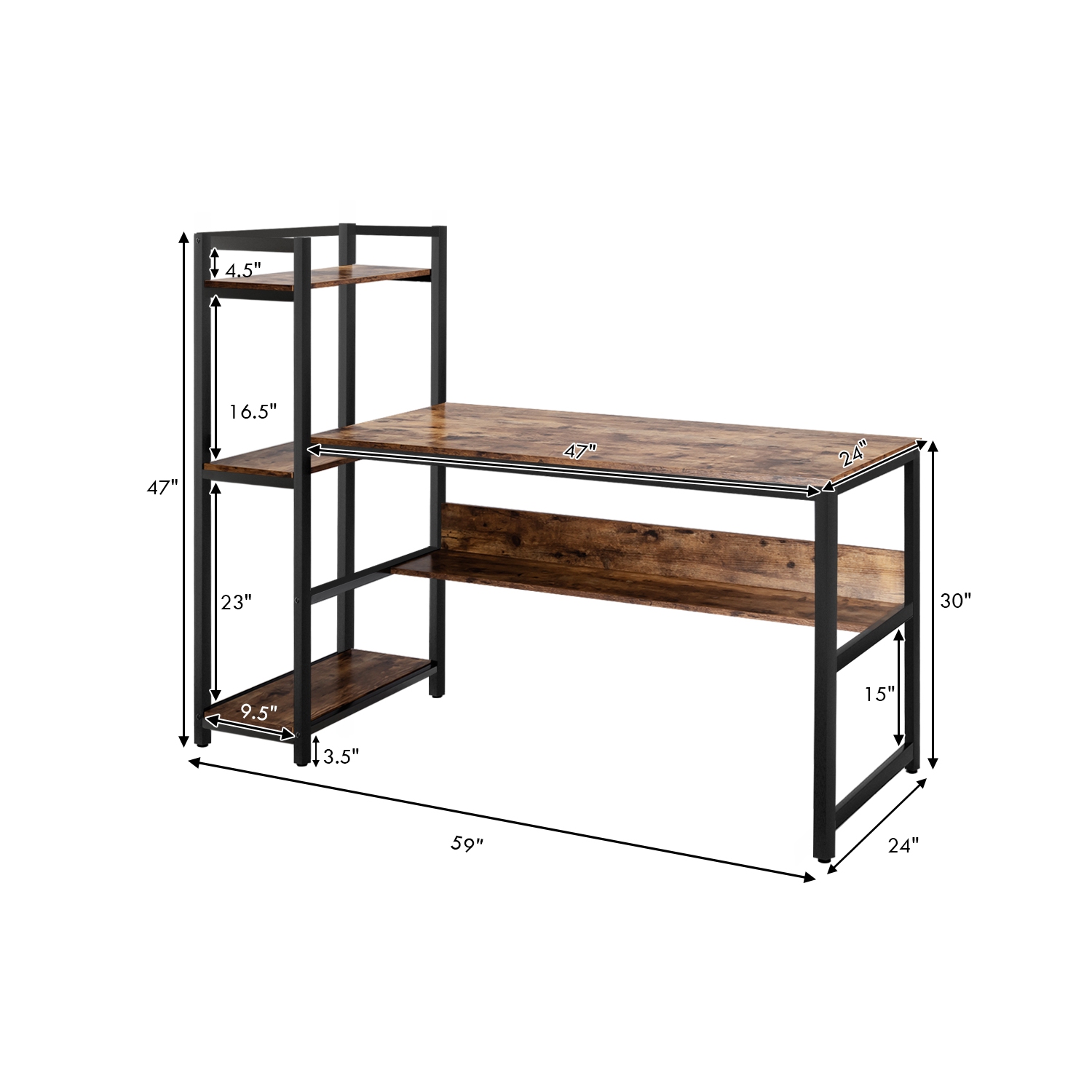 Topbuy Mufti-Functional Computer Desk PC Workstation with 4 Tier ...