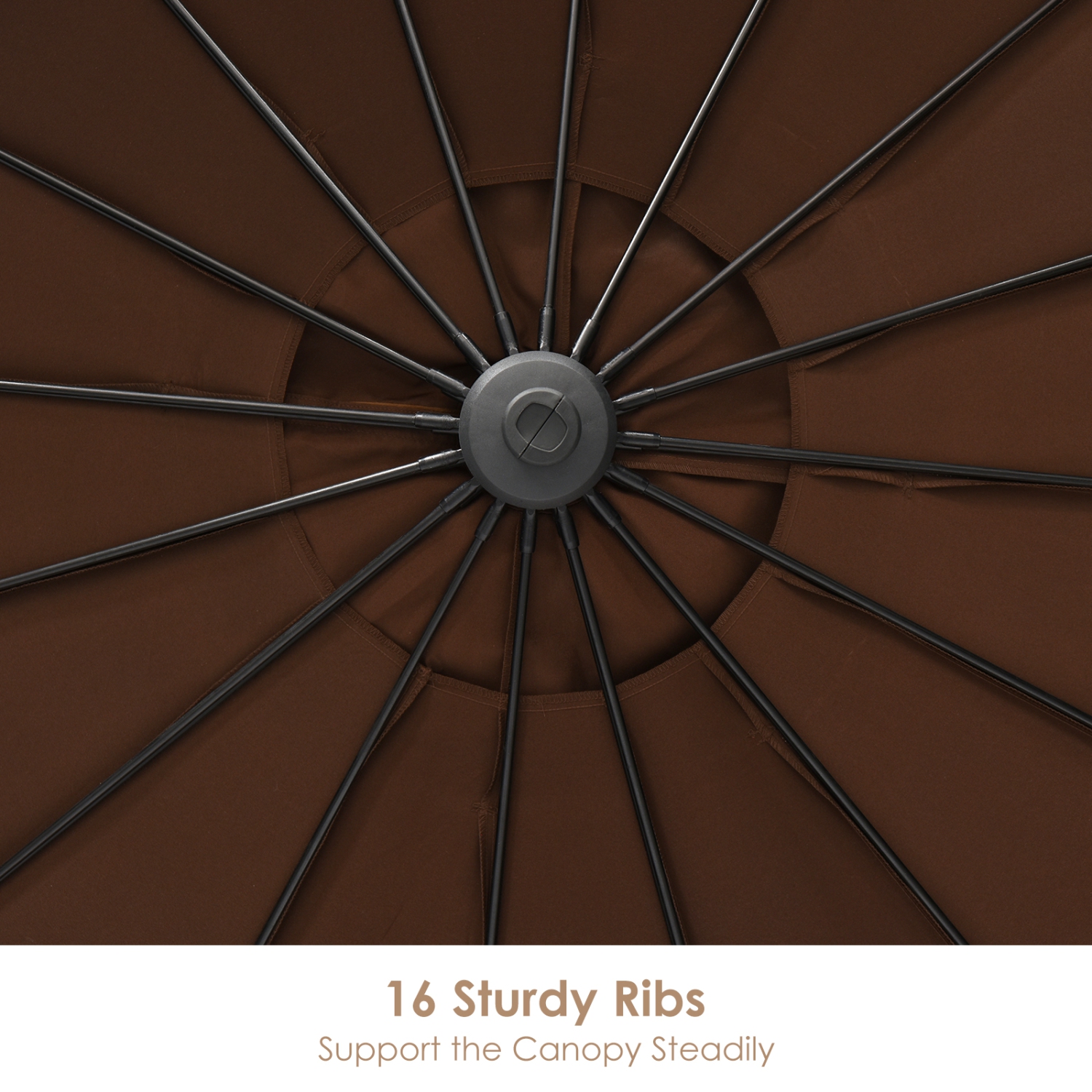 Patiojoy 10 FT Patio Offset Hanging Market Umbrella Cantilever Outdoor Umbrella w/Crank & Cross Base Tan