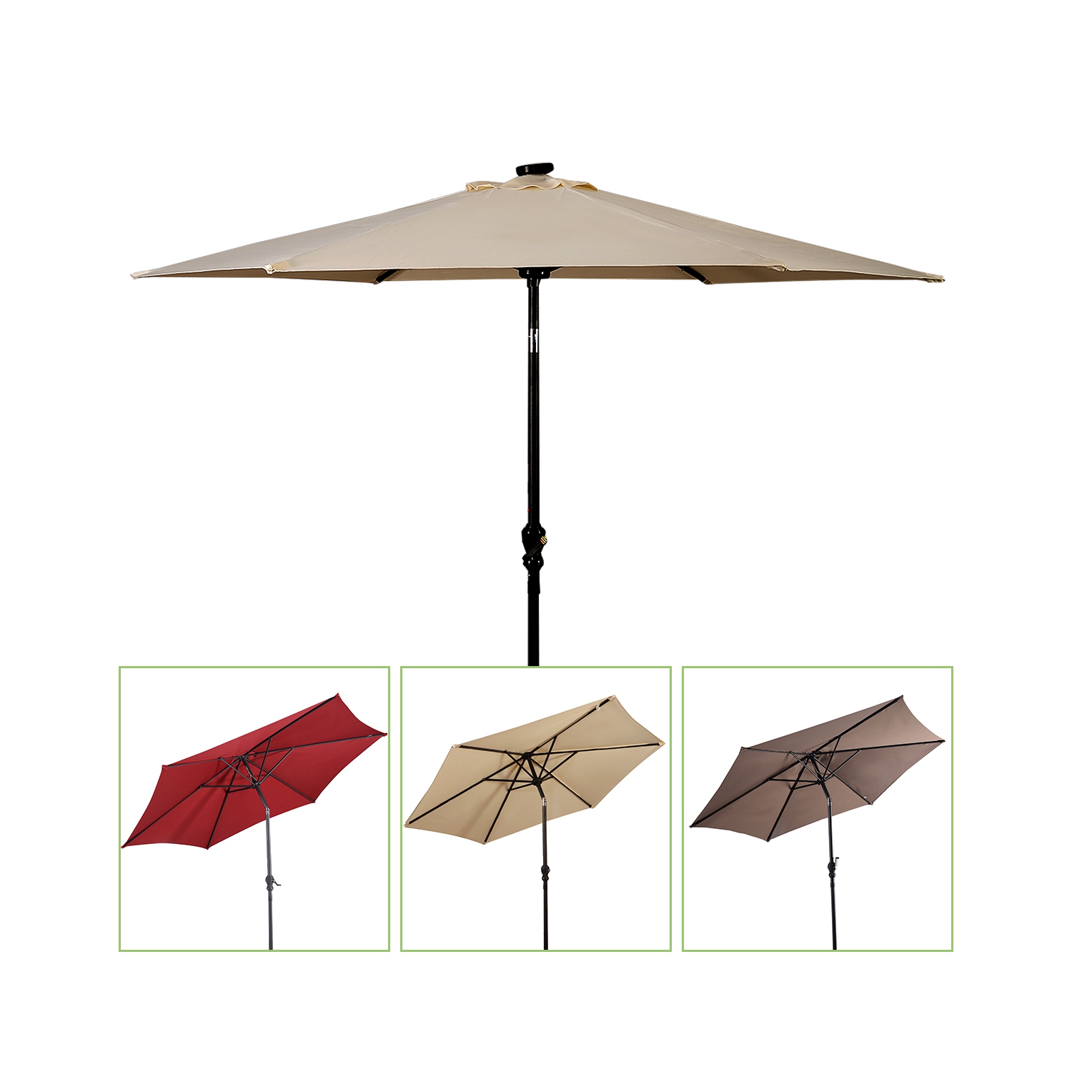 TopBuy – Paraté de patio extérieur de 9 po avec éclairage à DEL beige/bourgogne/brun/bleu/orange