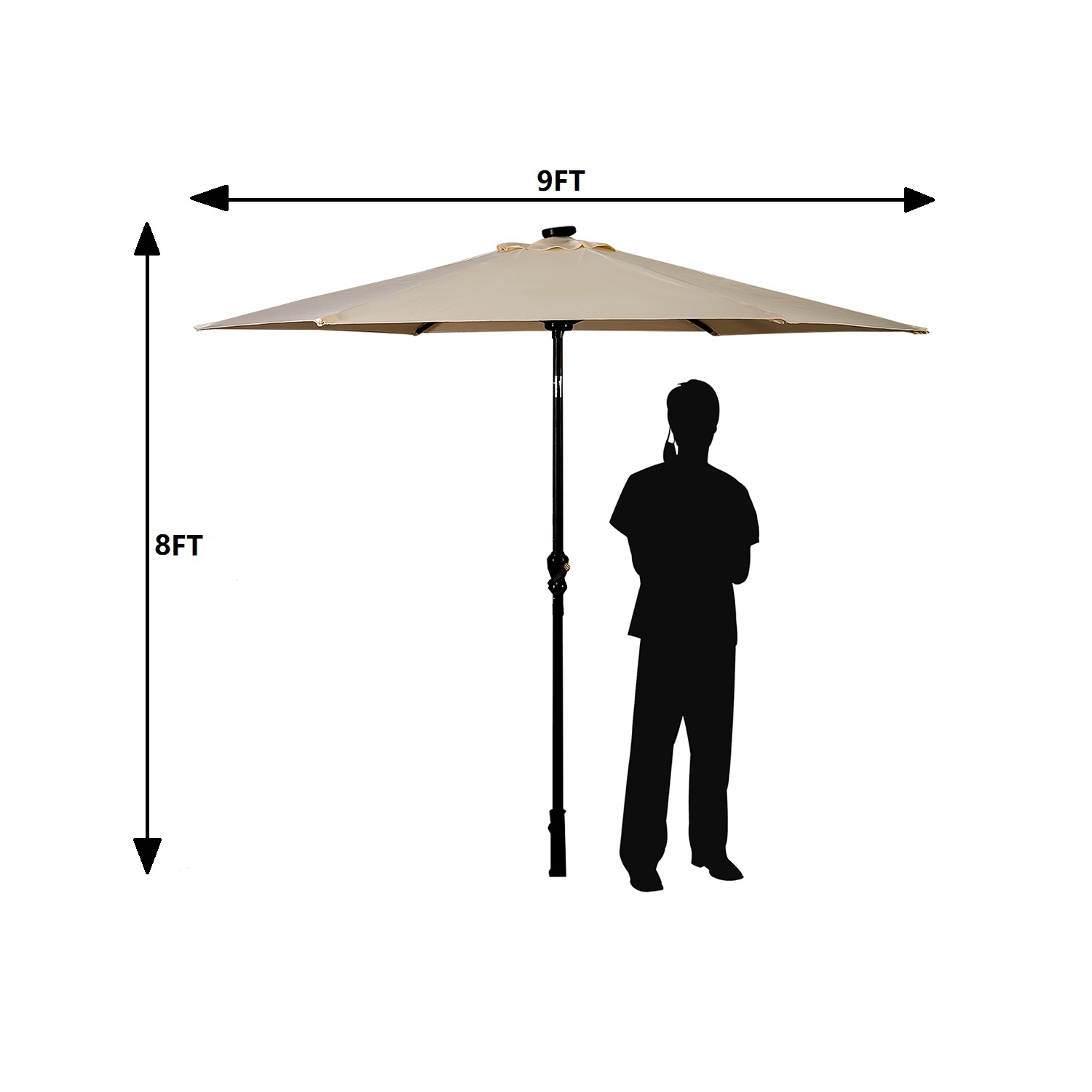 TopBuy – Paraté de patio extérieur de 9 po avec éclairage à DEL beige/bourgogne/brun/bleu/orange