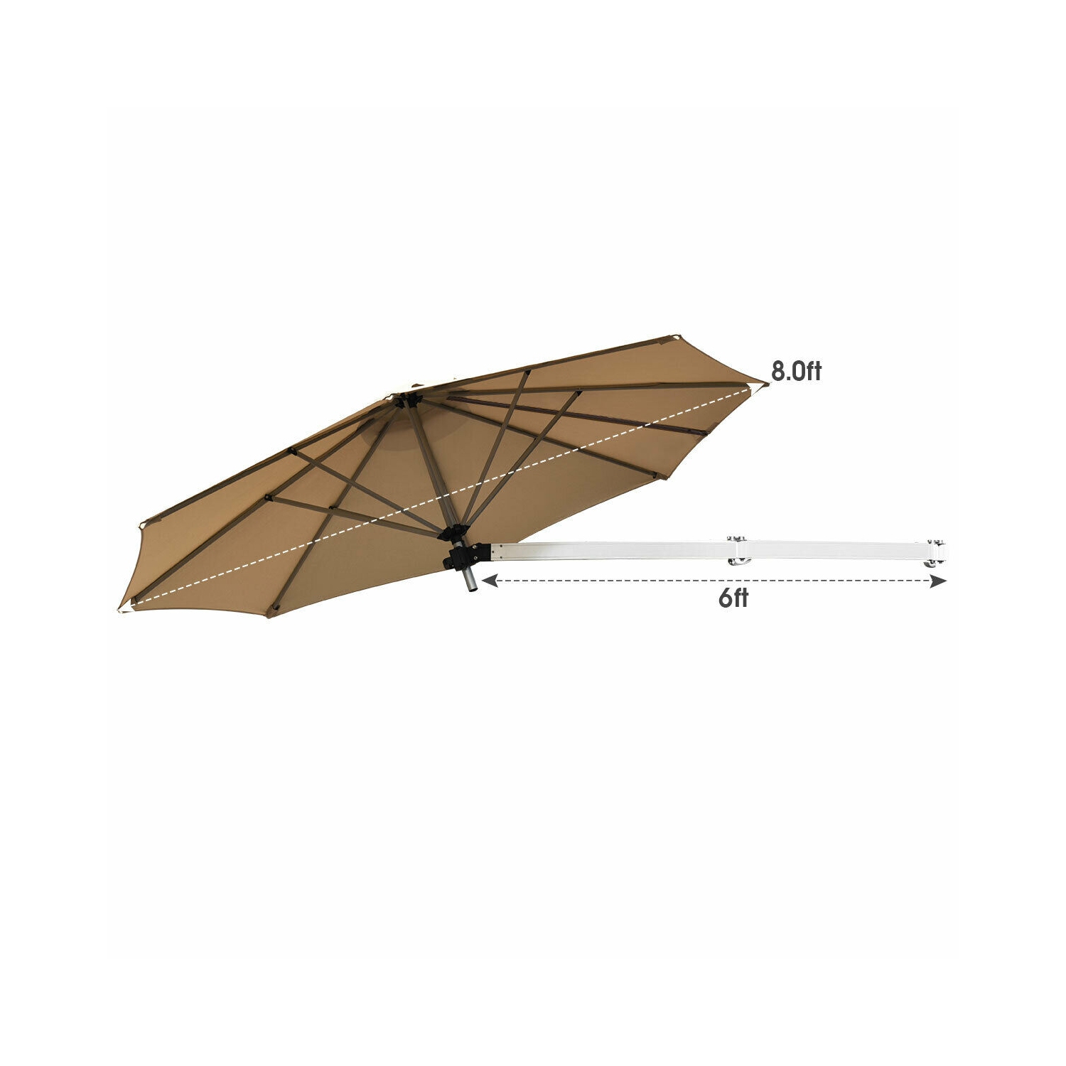 Parasol de patio à pare-soleil inclinable mural de 8 pi de TopBuy