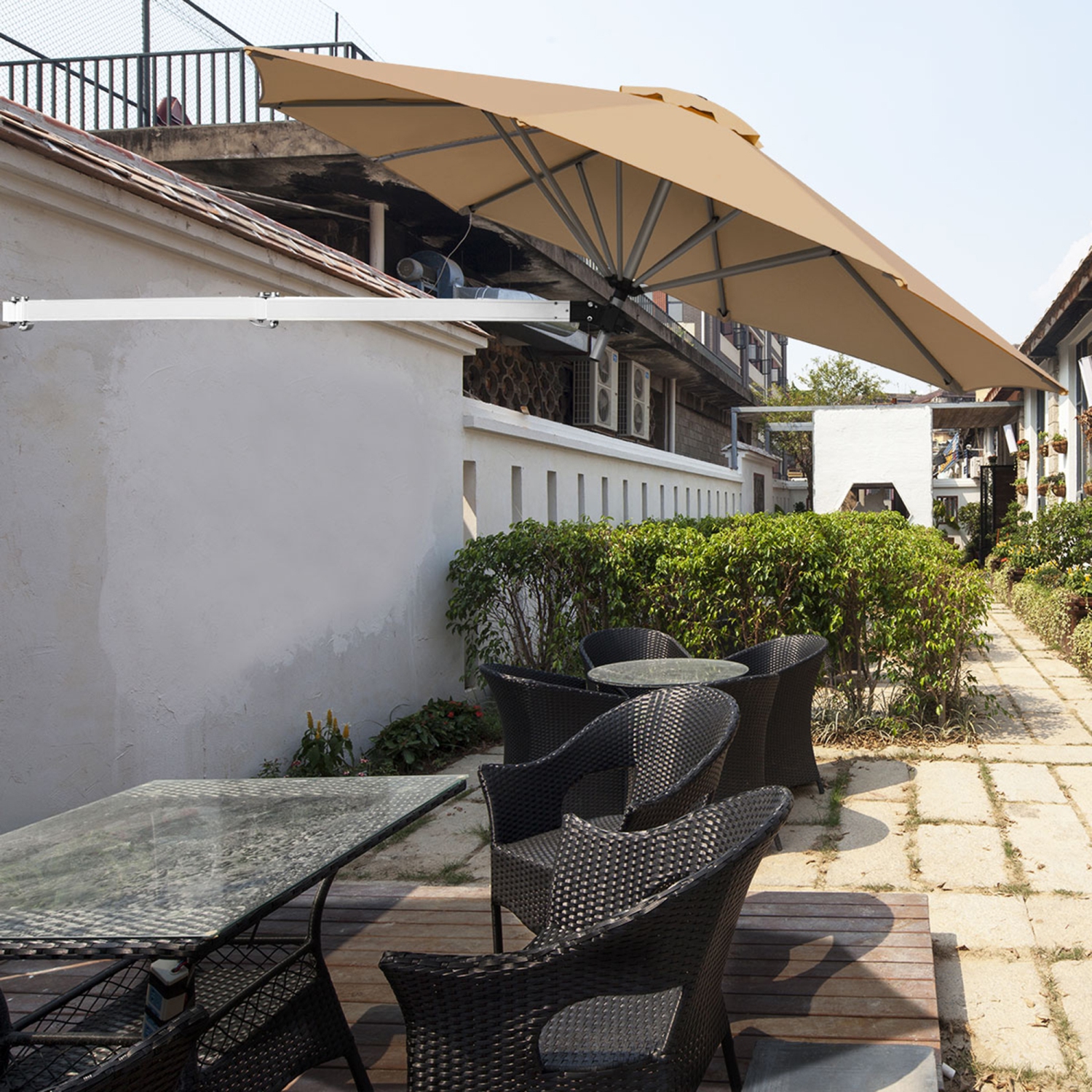 Parasol de patio à pare-soleil inclinable mural de 8 pi de TopBuy