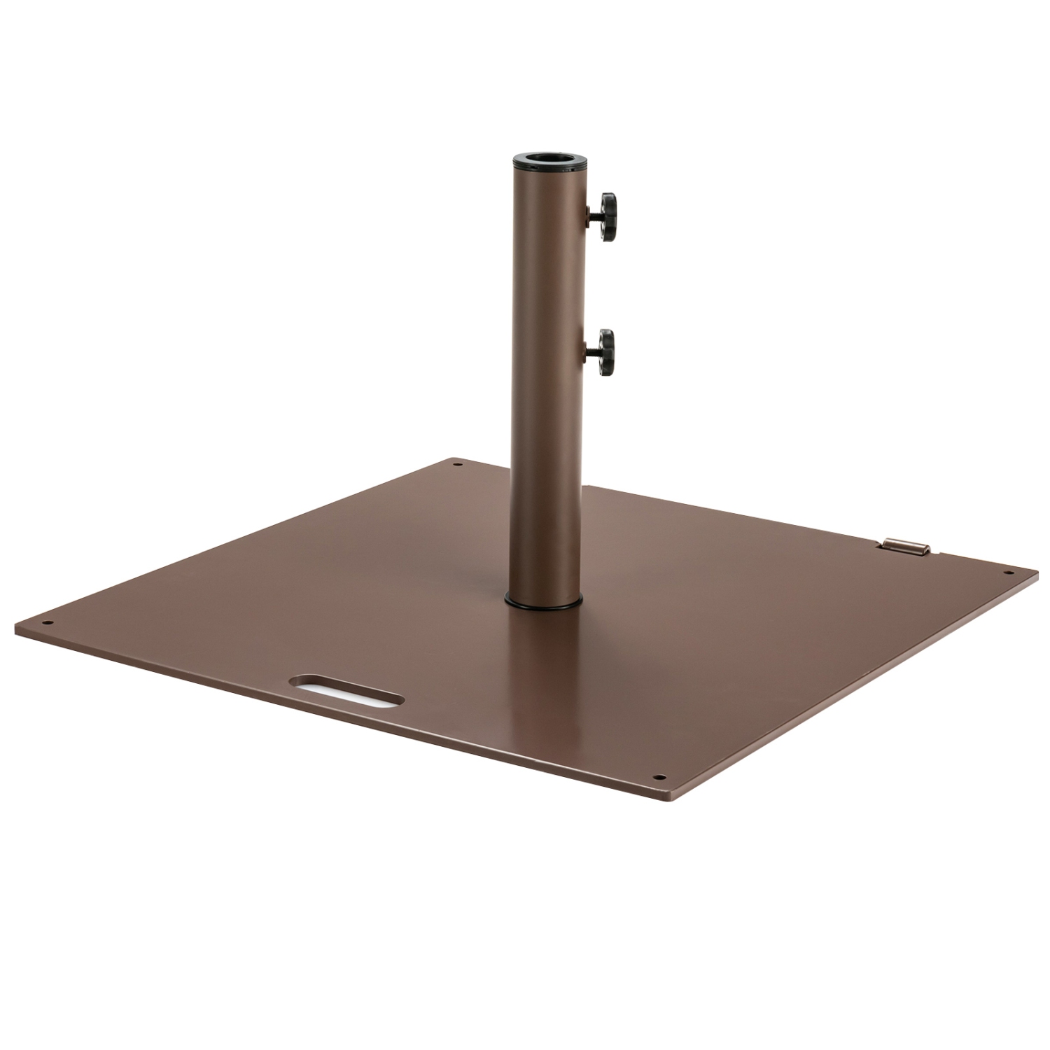 Patiojoy 50LBS Outdoor Market Umbrella Base Stand Square Umbrella Holder w/Handle & Wheels Brown