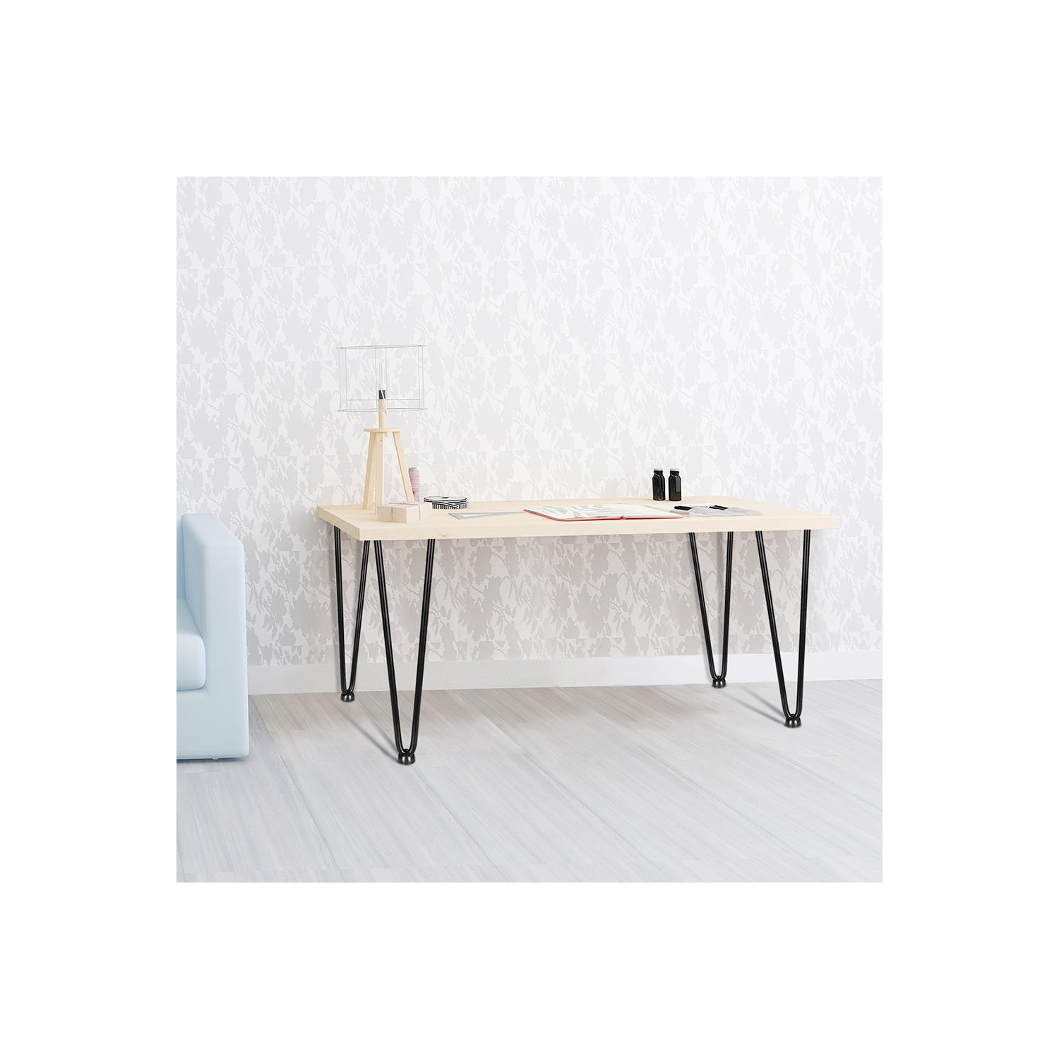 28" Metal Hairpin Rod Table Desk Legs, Set o 4 DIY Home Furniture Kits with Bonus Rubber Floor Protectors