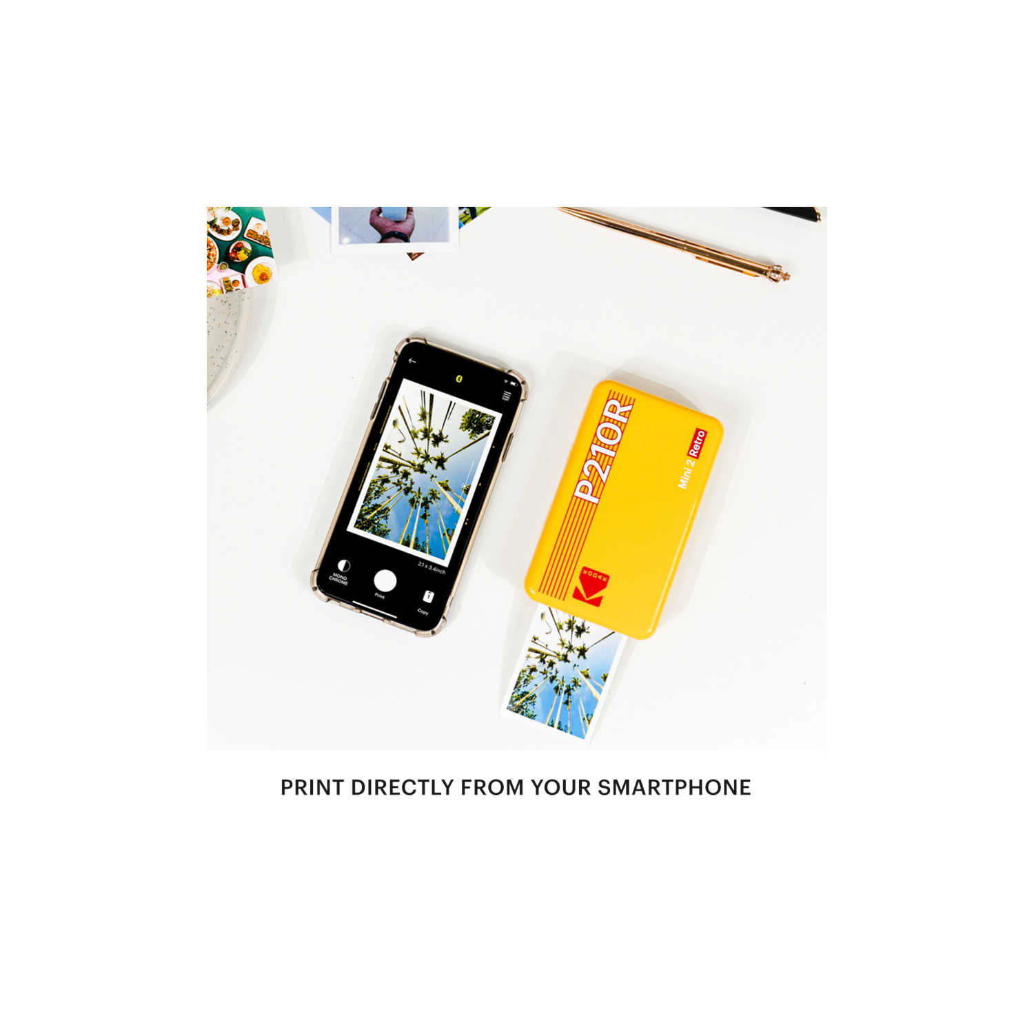 KODAK Mini 2 Retro 4PASS Portable Photo Printer + 68 Sheets Bundle, Yellow