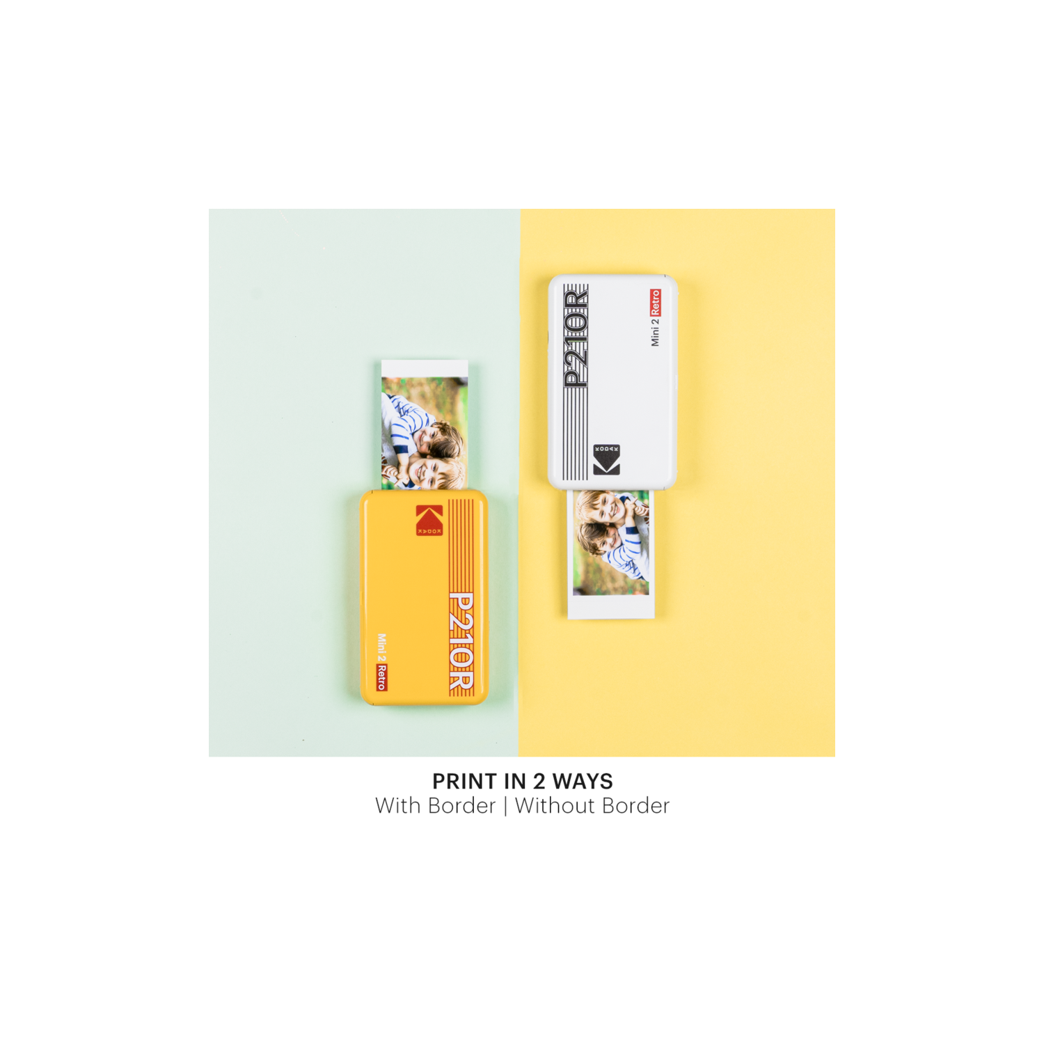 KODAK Mini 2 Retro 4PASS Portable Photo Printer + 68 Sheets Bundle, Yellow