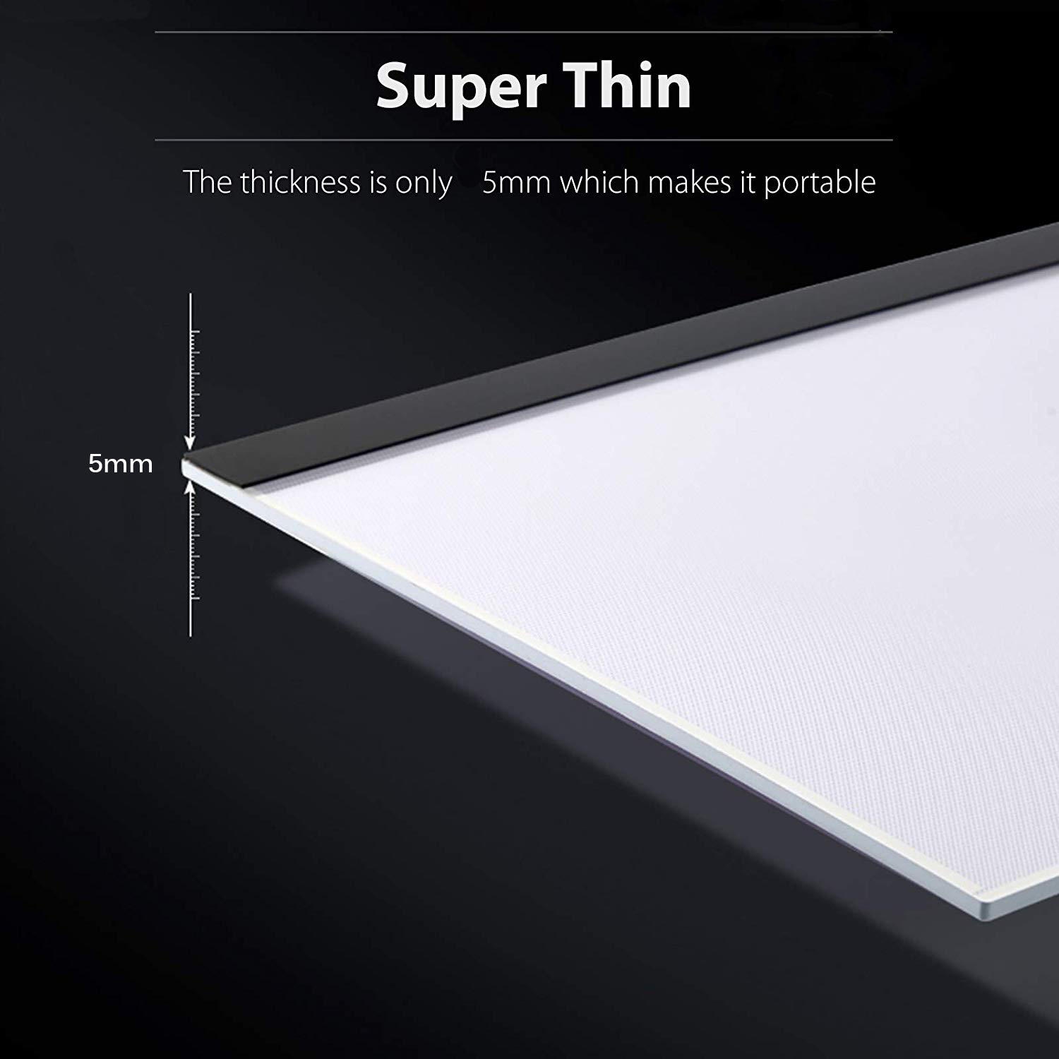 A4 LED Light Box Tracer Drawing Pad with Adapter, Dimmable Brightness for Stenciling, 2D Animation, Calligraphy, Embossing, Sketching & Drawing,