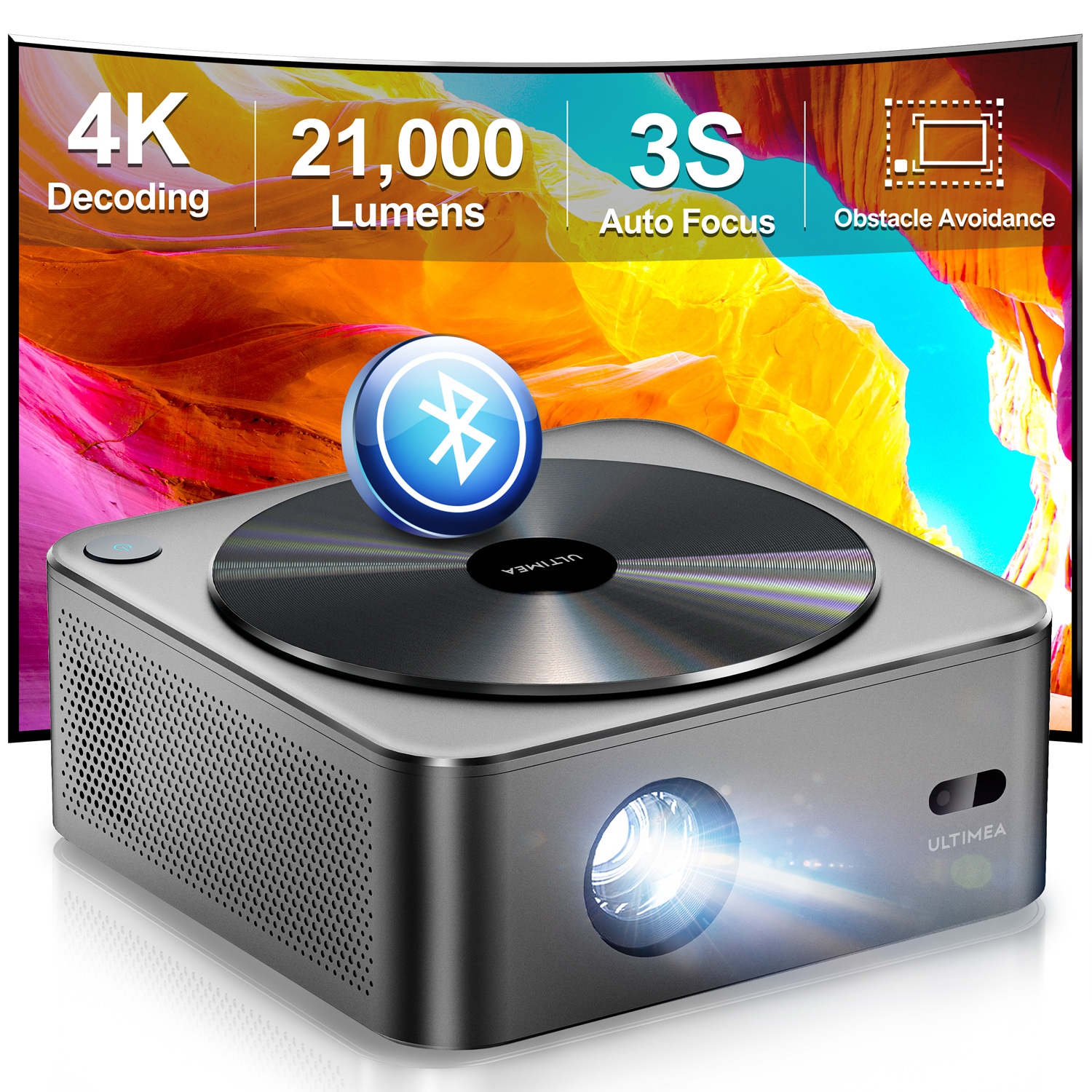 [4K Projector & HDR 10] ULTIMEA Auto Focus Smart Projector, Native 1080P 700 ANSI, with WiFi 6 and Bluetooth 5.2, Home Theater Projector with 6D Auto Keystone，Apollo P40