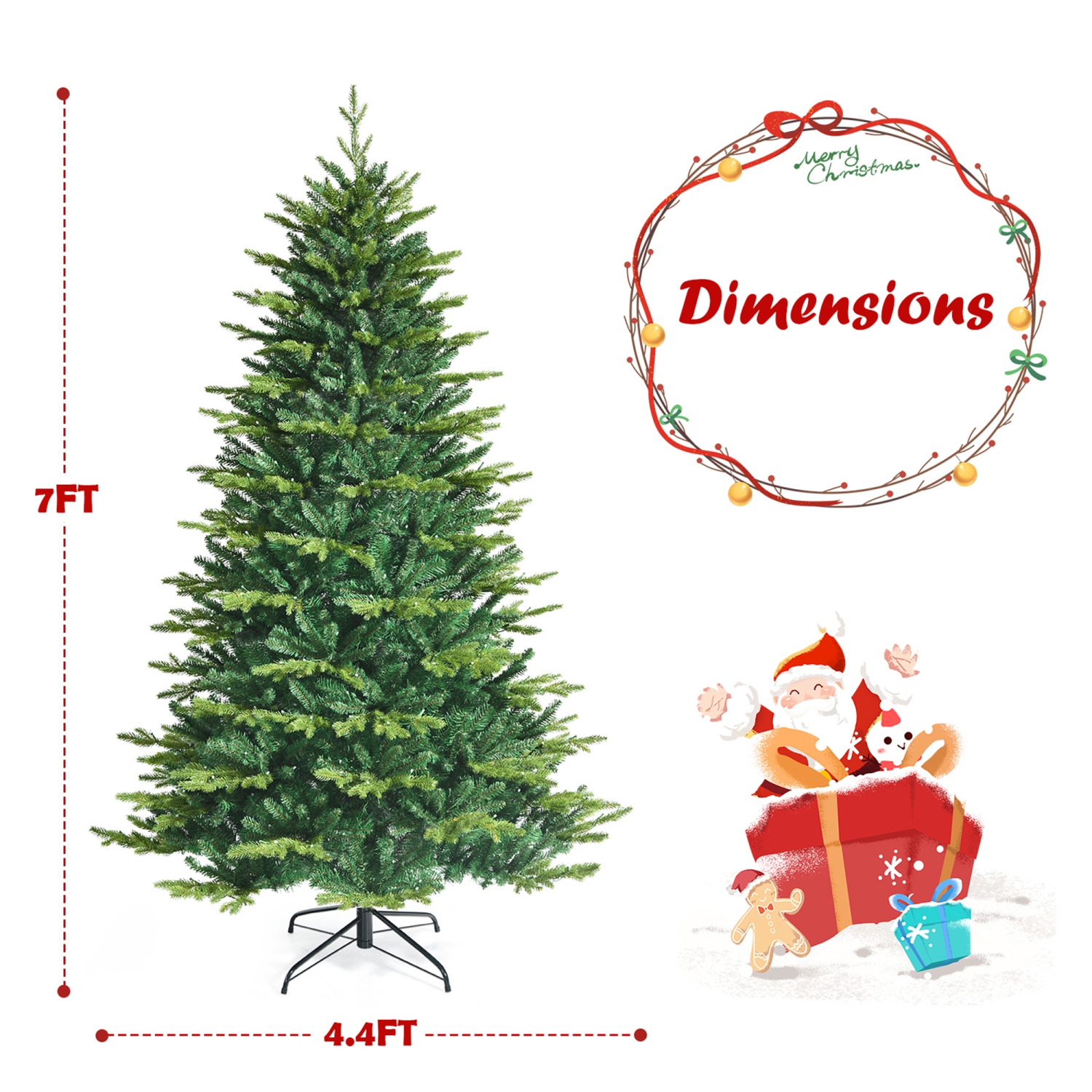 Gymax 7 FT Pre-lit Artificial Christmas Tree w/ APP Control & 15 Lighting Modes